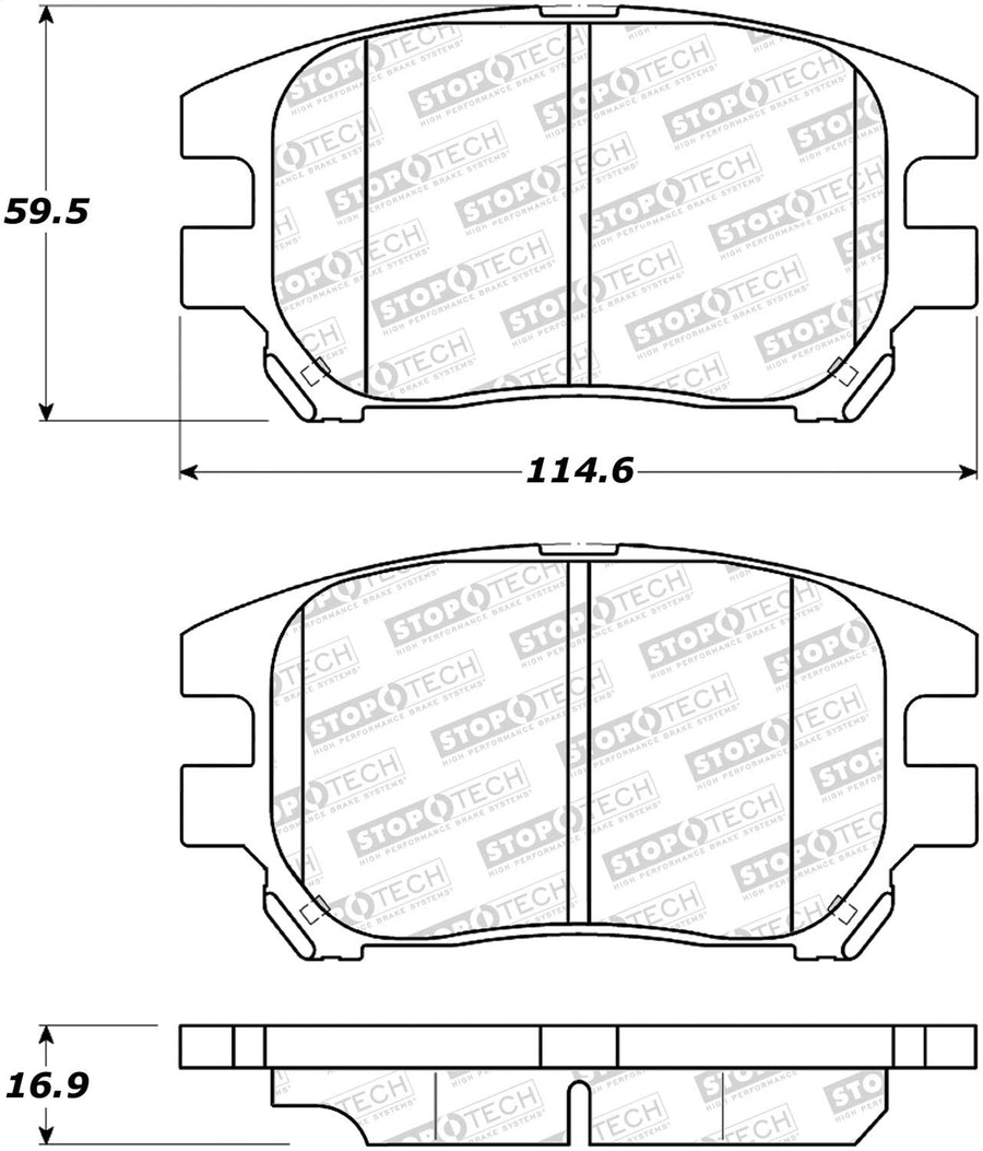 Front StopTech 308.09300 Brake Pads with Shims and Hardware Street