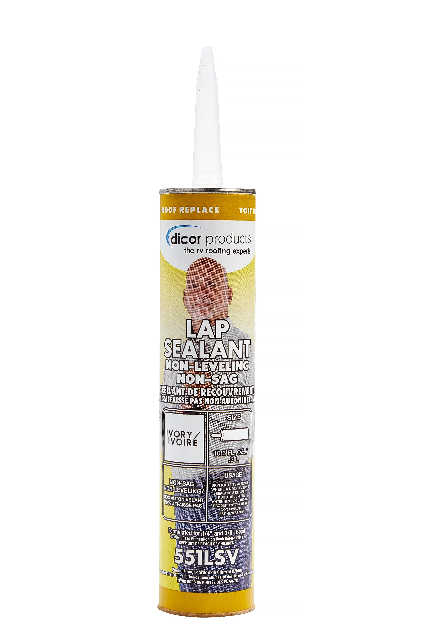 Dicor HAPS-Free 551LSV-1 Non-Leveling Lap Sealant - 10.3 Oz, Ivory, Secure, Ideal for RV Roofing, Maintenance, Repair, Appliance Application