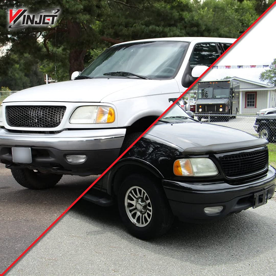 Head lights Assembly Winjet Compatible with [1997 1998 1999 2000 2001 2002 Ford Expedition] [1997-2003 Ford F-150] [1997-1999 F-250 Light Duty] [2004 Ford F-150 Heritage] Headlamps Clear Lens