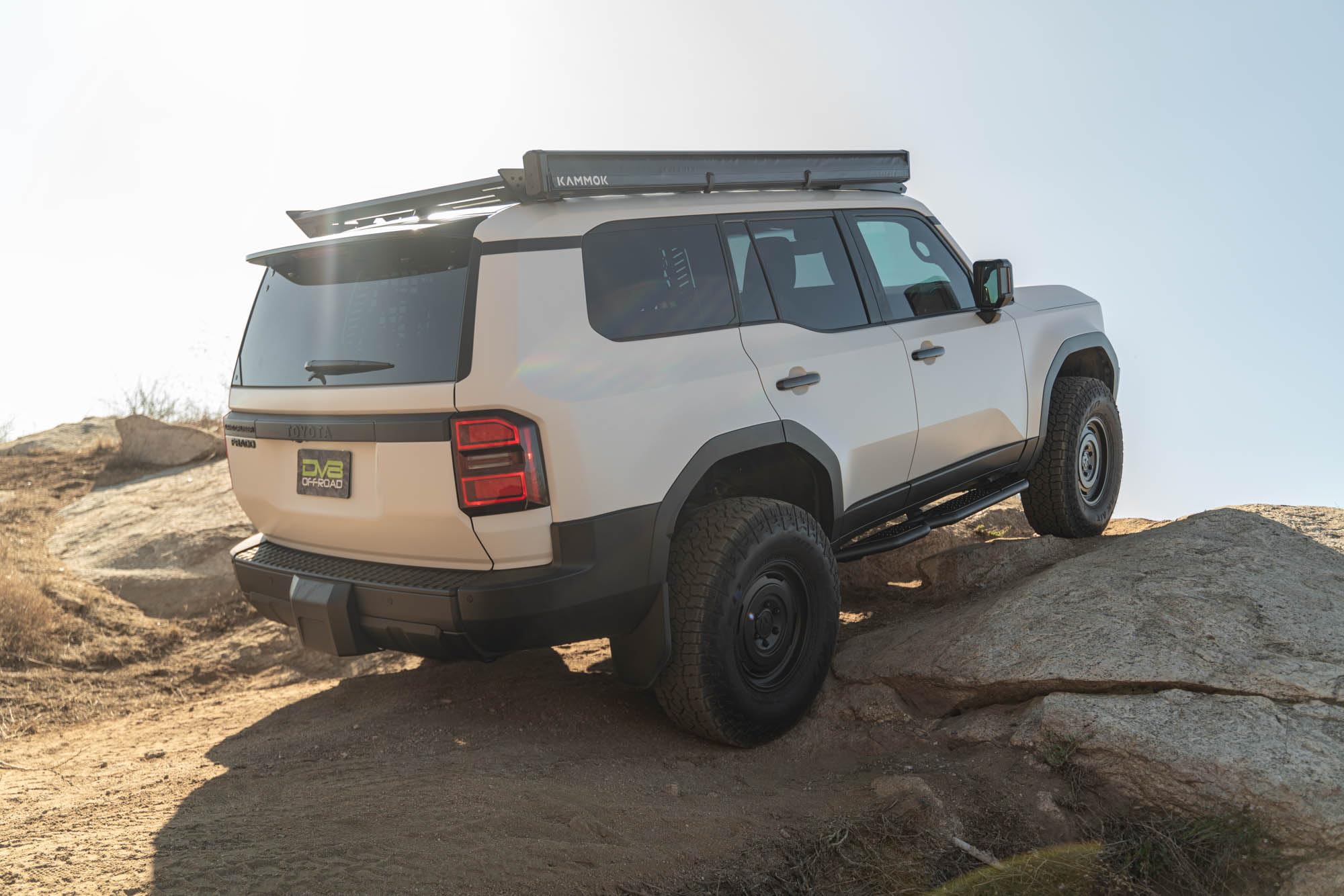 DV8 Offroad Side Steps OE Plus for 2024+ Toyota Land Cruiser | Anti-Slip Design | Protection from Light Trail Debris | Retains OEM Ground Clearance | Fully Bolt-On | Powder Coated