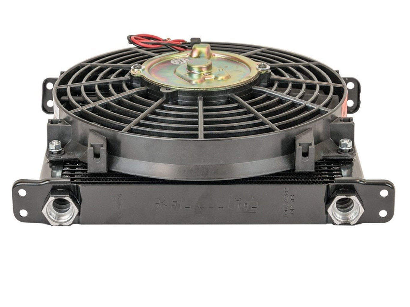 Remote Mount Flex-a-lite (700032) Stacked Plate 32-Row Engine-Oil Cooler with Electric Fan, 11 x 11 x 1 3/4" with AN Fittings