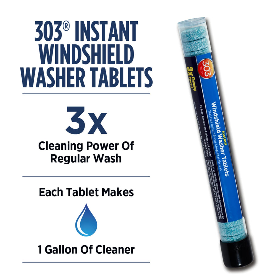 303 Products Automotive Instant Windshield Washer (230395) - 3x Cleaning Power - Super Concentrated Tablets - Just Add Water, 25 Tablet