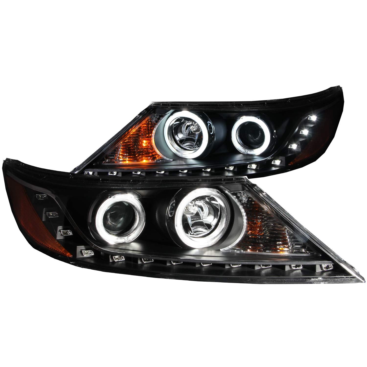 Halogen Projector Headlight AnzoUSA 111248 for Kia Sorento Black/Clear/Amber