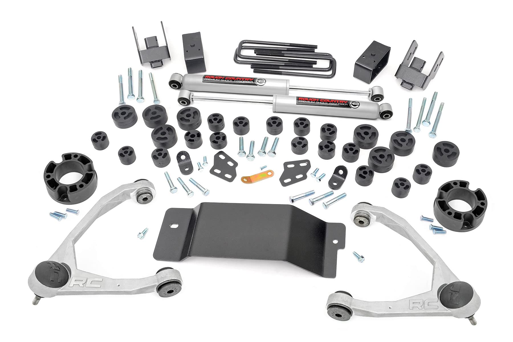 Rough Country 4.75" Combo Lift Kit for Chevy Silverado & GMC Sierra 1500 (2007-2013) 4WD - Silver Control Arms