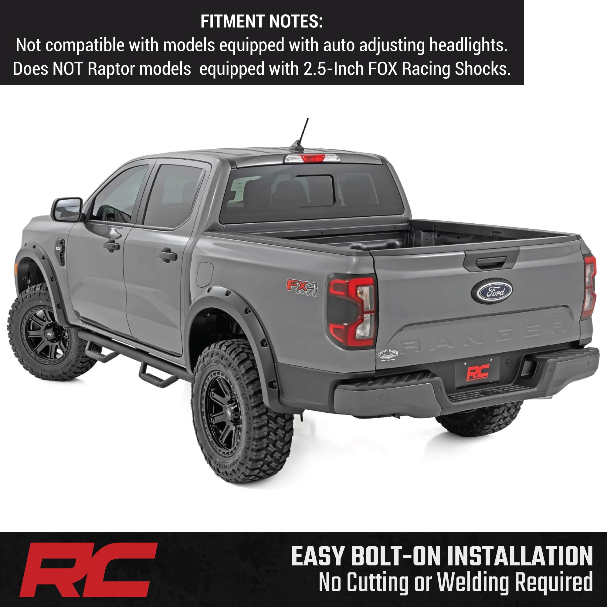 3.5" Lift Kit Rough Country with N3 Shocks for Ford Ranger 4WD (2024-2025) - Increased Ground Clearance, Aggressive Stance, Easy Bolt-on Installation