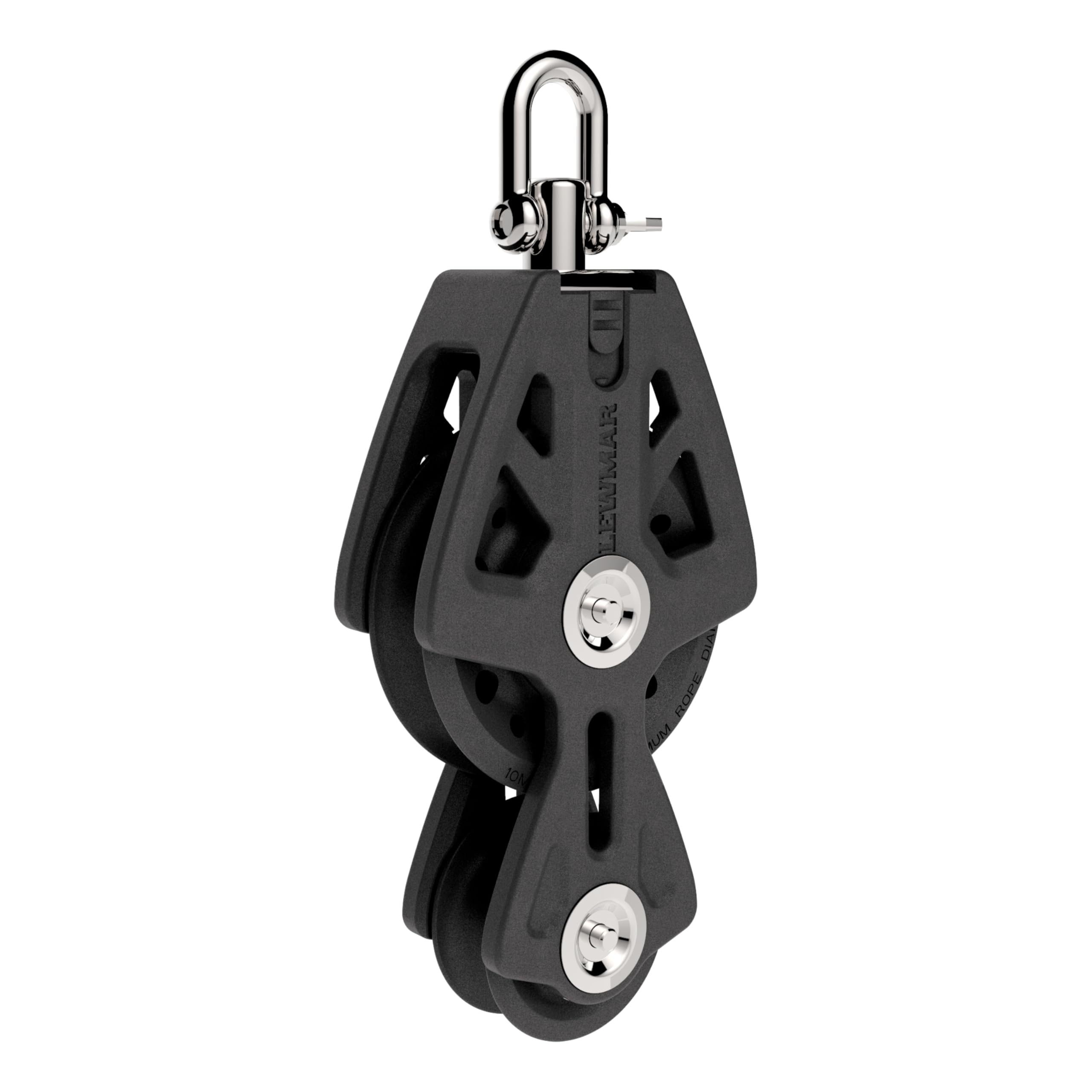 50mm Lewmar Synchro Block Fiddle, 990 lb Working Load Limit, Accommodates 1/4" - 3/8 Lines, High-Density Free-Spin Bearing, Traveler Compatible - 29925031BK