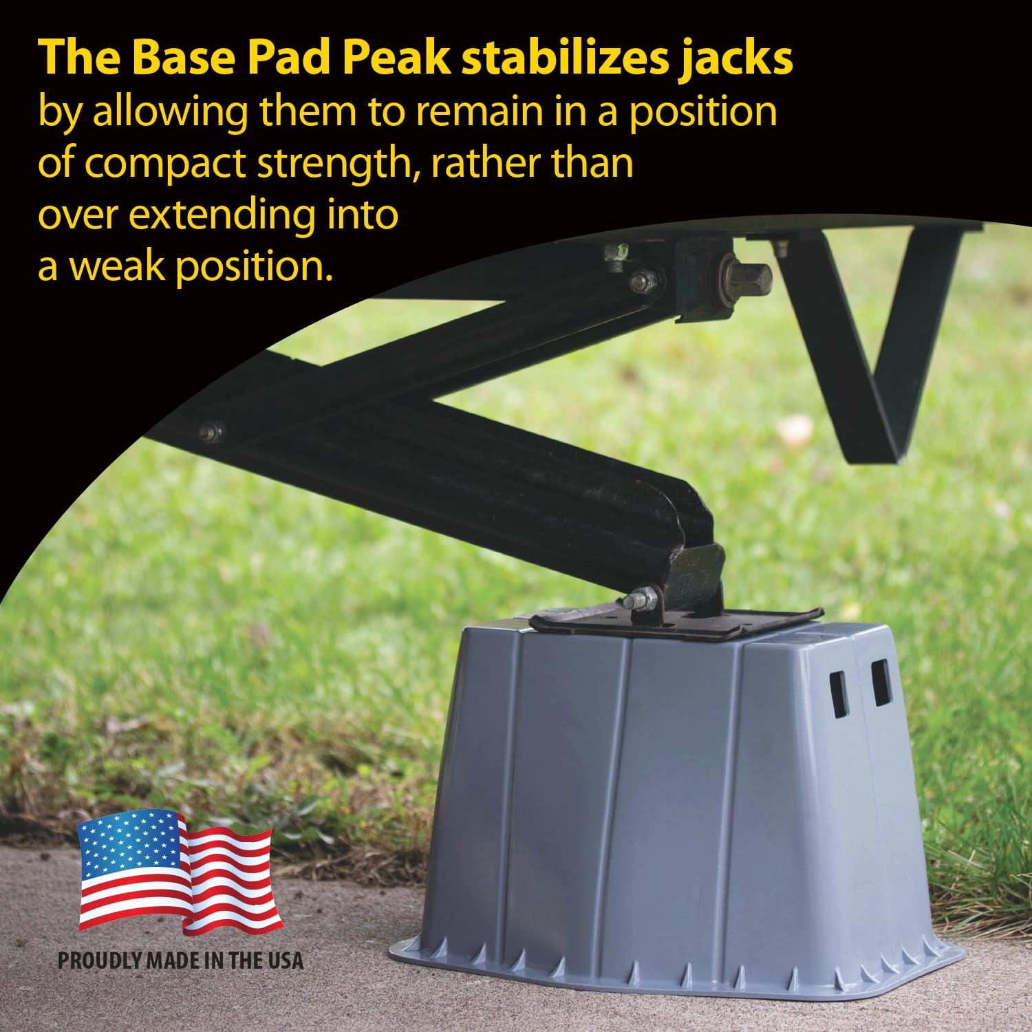 Stromberg Carlson Peak JBP-813.1 Base Pad - Trailer Jack Block – RV Pads – Travel Trailer Accessories – Tongue Jack Base – Leveling Block – Camper Accessories for RV Platform (1 Pack, Gray)