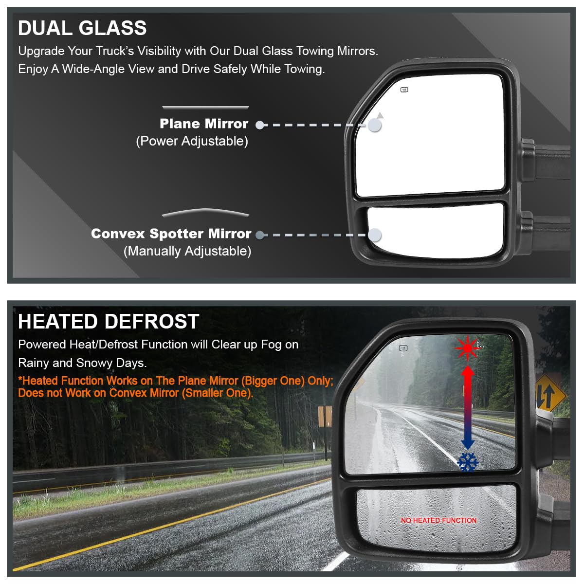 Power Heated Towing Mirrors Spec-D Tuning [2015 Look] w/Smoke LED Signal Compatible with 2007-2014 Ford F150 Pickup Left + Right