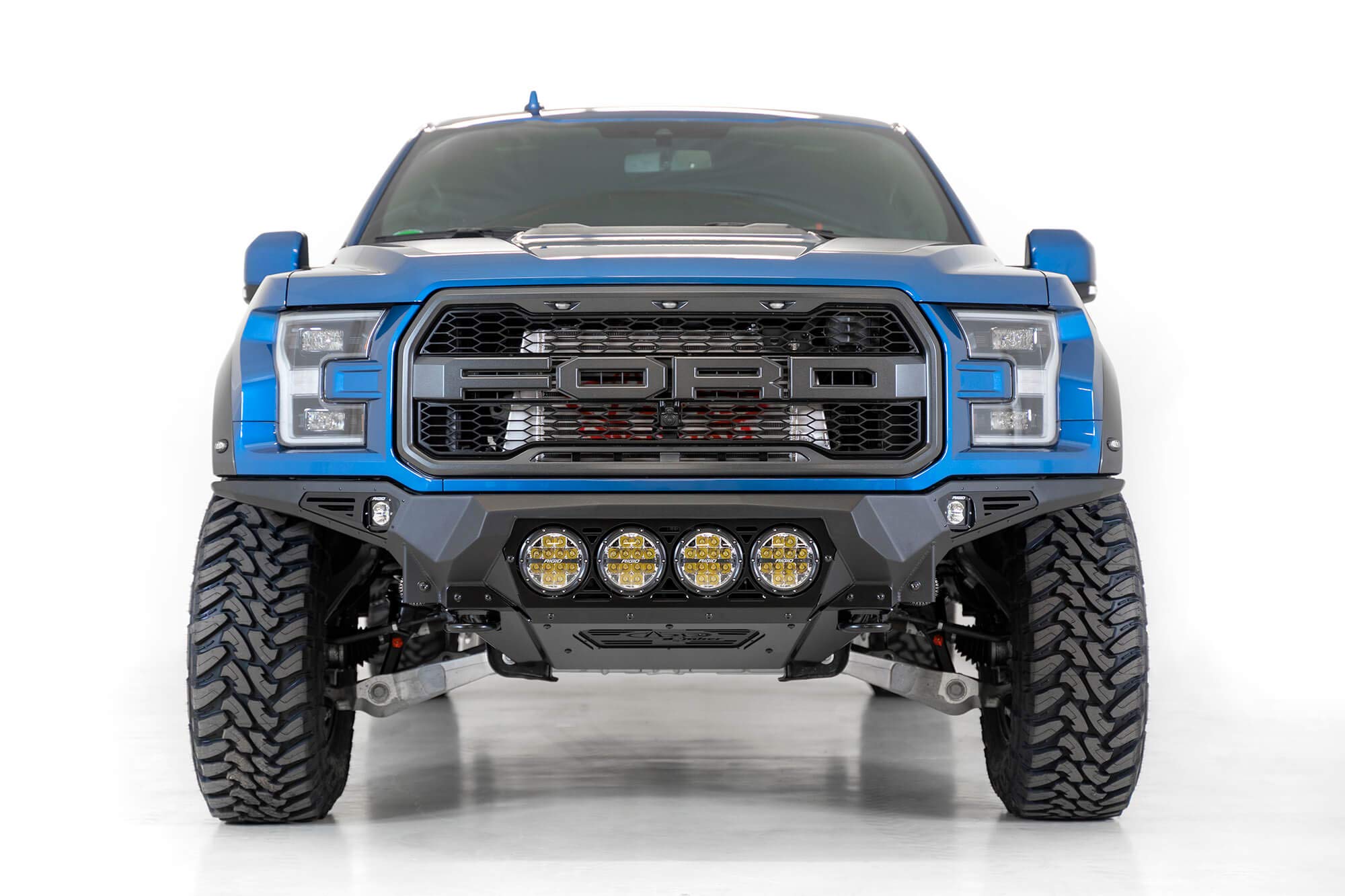 Bomber Front Bumper Addictive Desert Designs F110014110103; Hammer Black Powder Coat Finish; Mounts for 4 Rigid 360 6 in