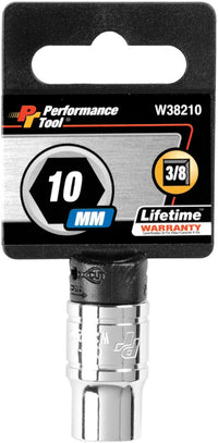 W38210 Performance Tool 6-Point Socket, 3/8-Inch Drive, 10mm