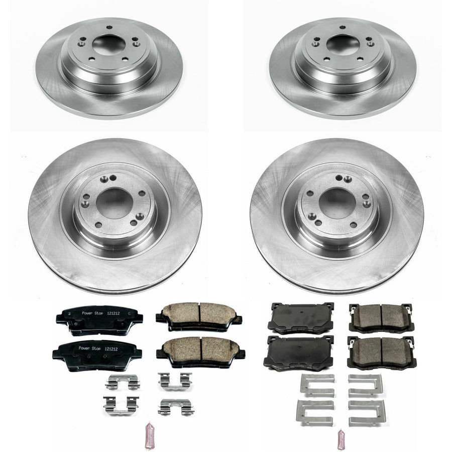 Power Stop KOE7029 Replacement Brake Kit-OE Front and Rear Brake Rotors & Ceramic Pads For Hyundai Genesis 2015-2016, Kia K900 2015-2017 [Model Specific]