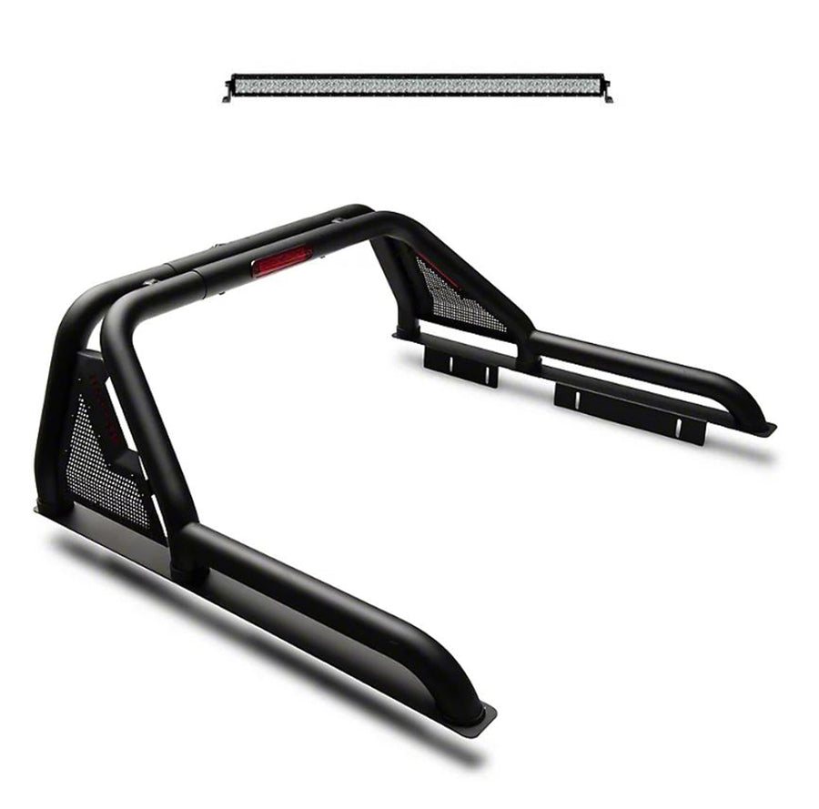 Gladiator Black Horse Roll Bar Modular Black W/40 LED Light Bar Compatible with 2015-2024 GMC Canyon/Chevrolet Colorado/Toyota Tacoma-GLRB-03B-KIT