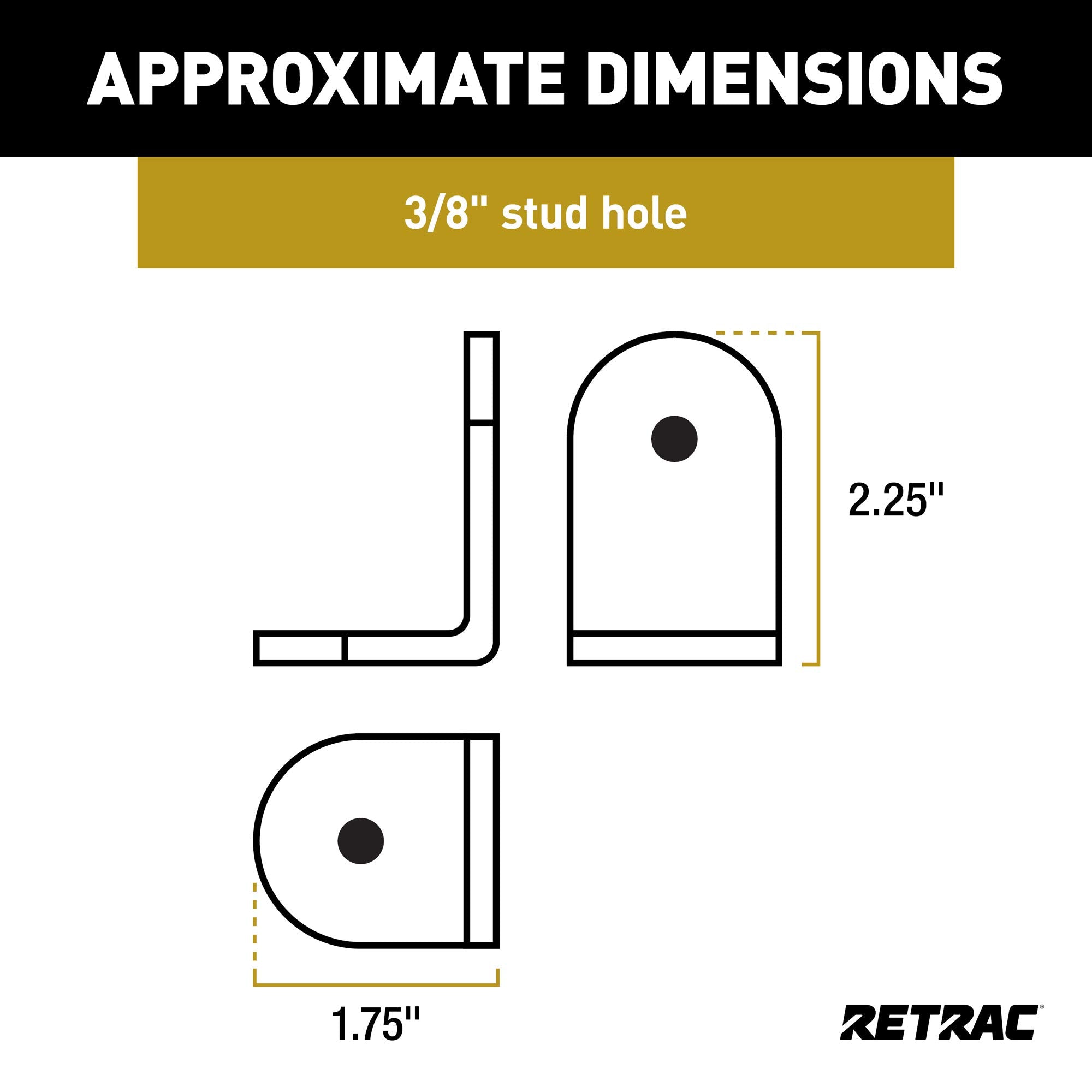 RETRAC Steel Convex Mirror J-Bracket, 3/8-Inch Holes 607969