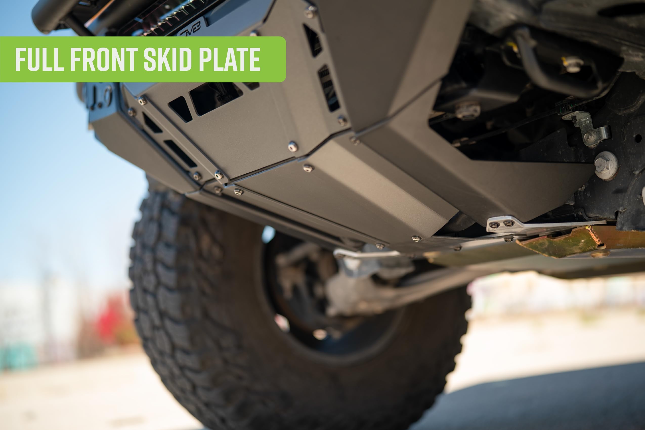 Front Bumper DV8 Offroad Tube Series for 2021-2025 Ford Bronco | Ultra High-Clearance Design | Center Light Mount | Prerunner Style Bolt-On Light Hoop | Recovery Points | Front Skid Plate | Steel