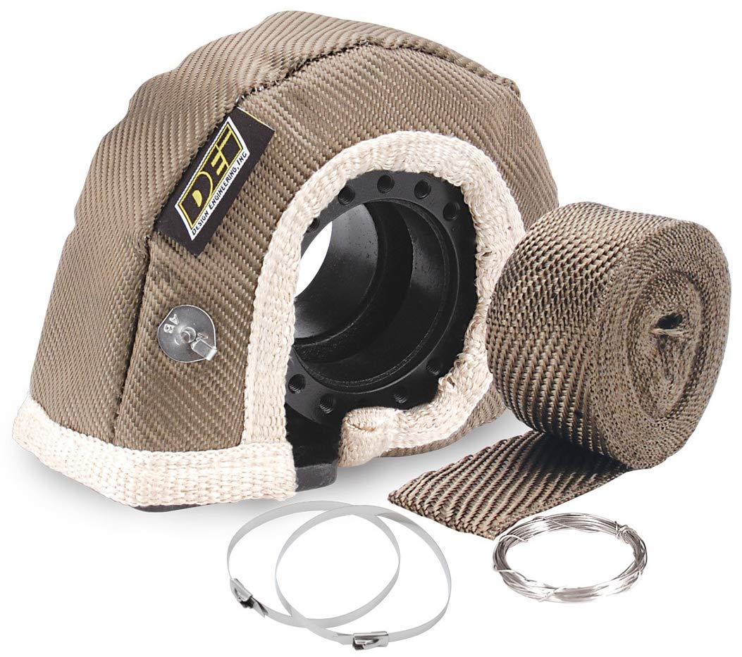 Titanium Turbo Shield Design Engineering T6 Turbo Kit 26" x 3.75" Heat Shield Turbocharger Blanket Includes Exhaust Wrap, Locking Ties & Wire
