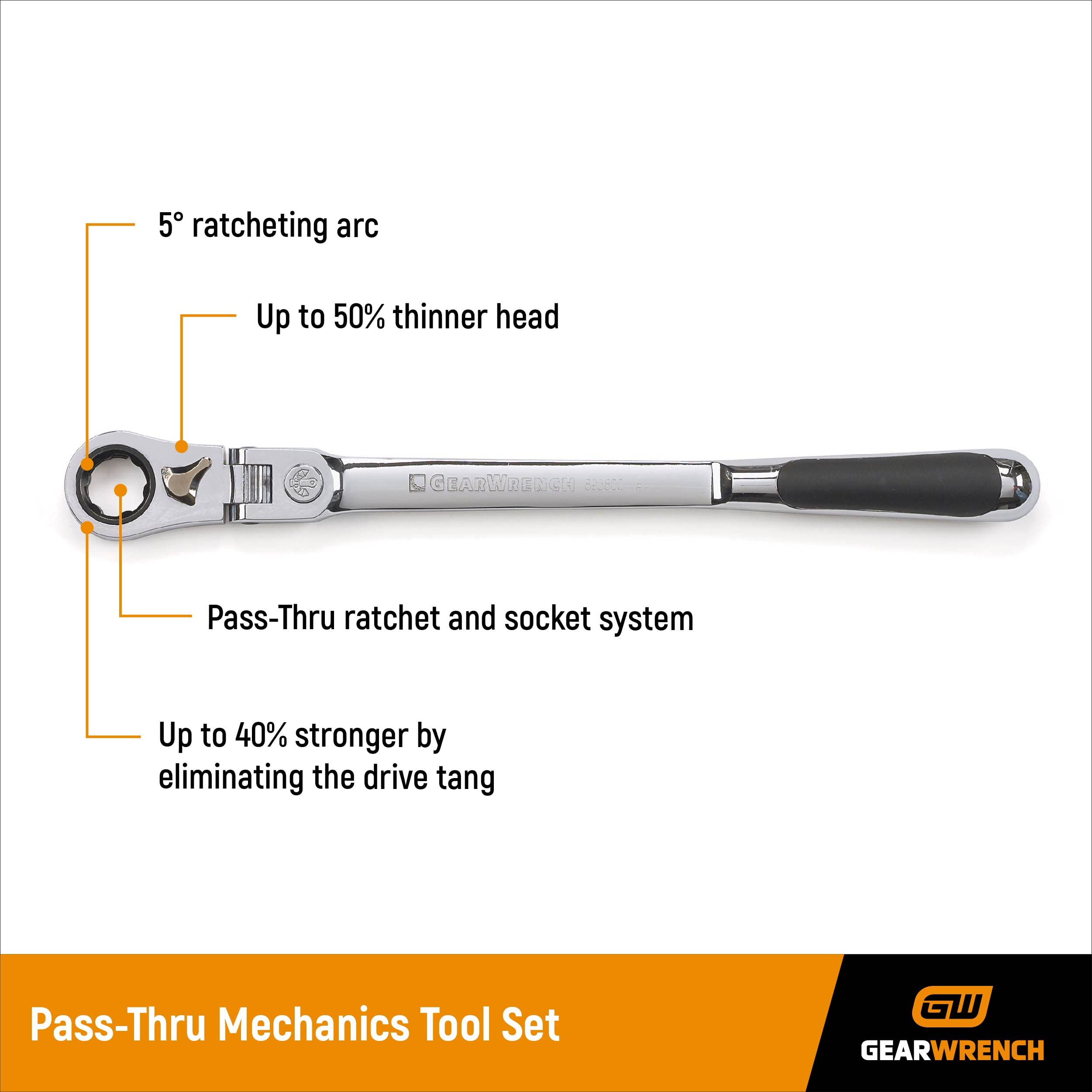 23 Piece GEARWRENCH 3/8" Drive Pass-Thru™ 6 Point Standard SAE/Metric Mechanics Tool Set | 893823