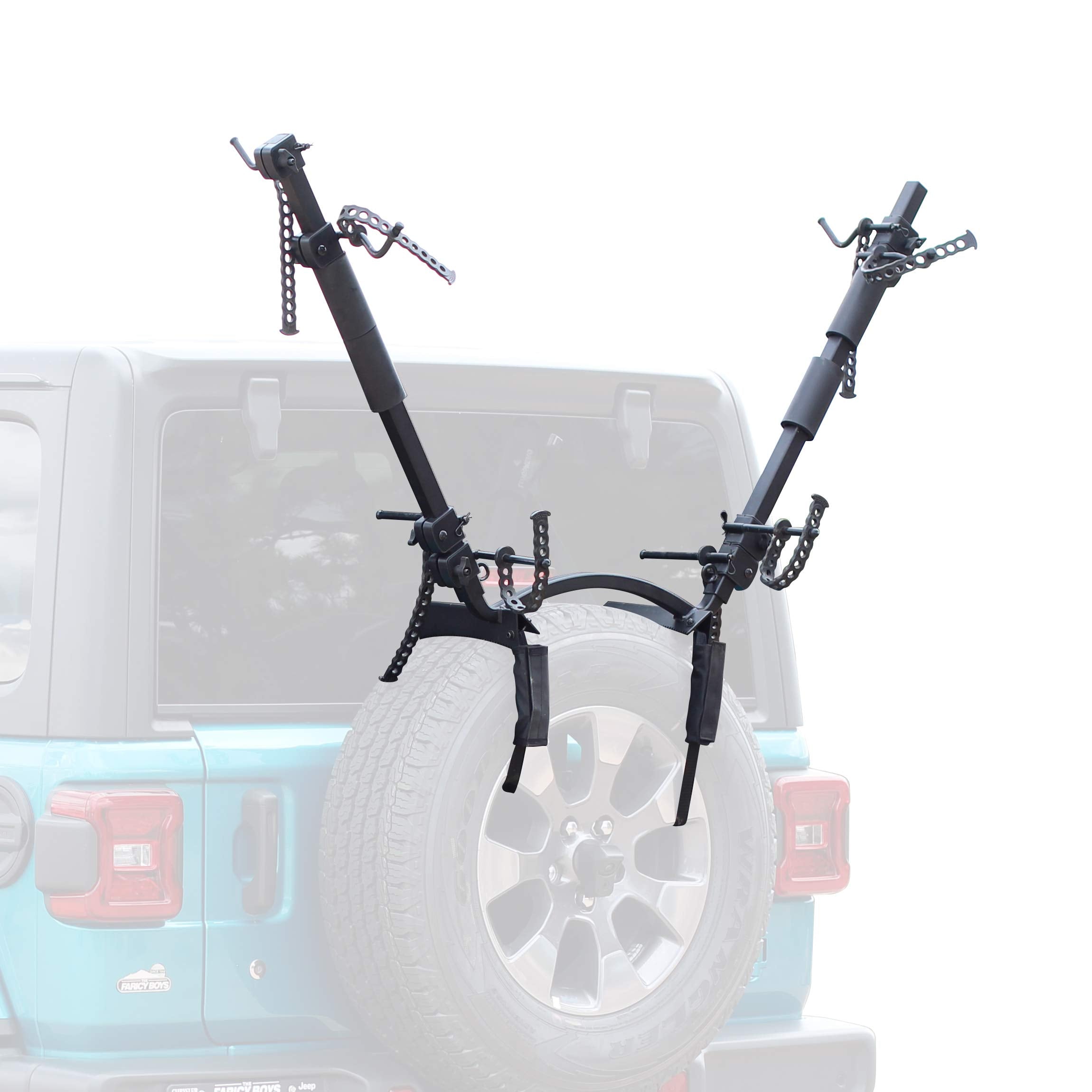 Let's Go Aero 2-Bike TireBiter VRack Carrier for Spare Tires | Back-up Camera Compatible (Model B00987)