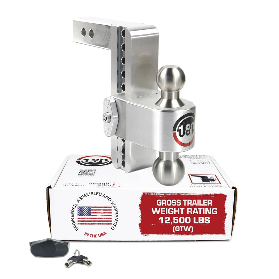 Weigh Safe Adjustable Trailer Hitch Ball Mount - Adjustable 8" Drop Hitch for 2" Receiver - Premium Heavy Duty Aluminum Trailer Tow Hitch w/ Stainless Steel Tow Balls (2" & 2 5/16") - 12,500 lbs GTW