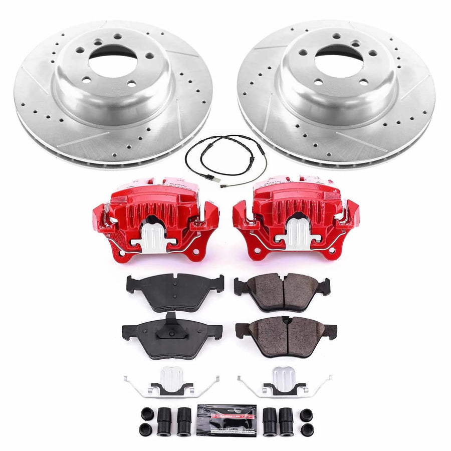 Power Stop Z23 KC5691 Front Brake Caliper Kit-Drilled/Slotted Rotors, Carbon Ceramic Pads, Calipers For BMW Z4 2010-2016 [Model Specific]