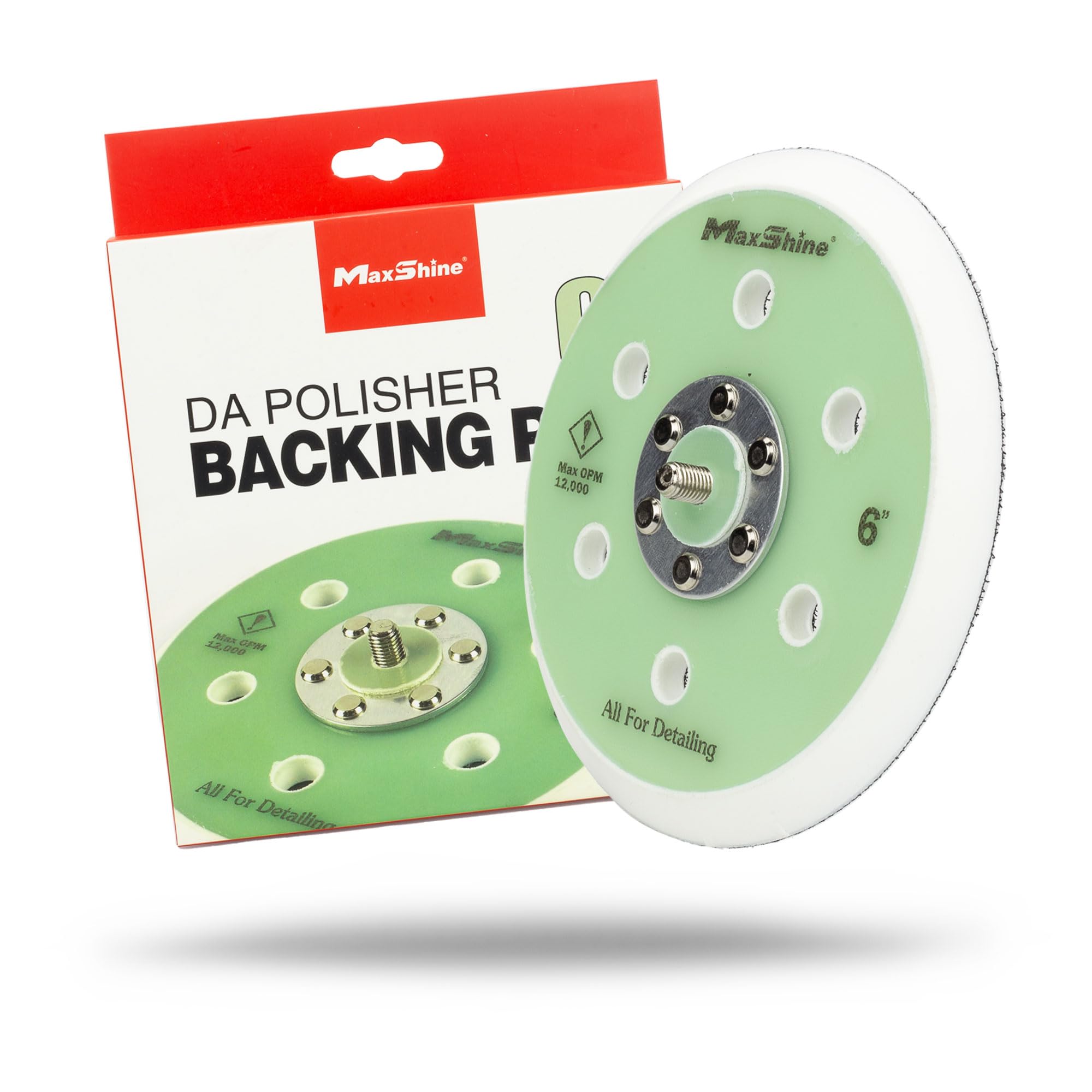 Dual Action Backing Plate Maxshine 6” Universal Hook & Loop | Fits Polishers with 5/16” Thread | Supports Up to 10,000 OPM | Compatible with All Dual Action Polishers for Buffing & Polishing Pads