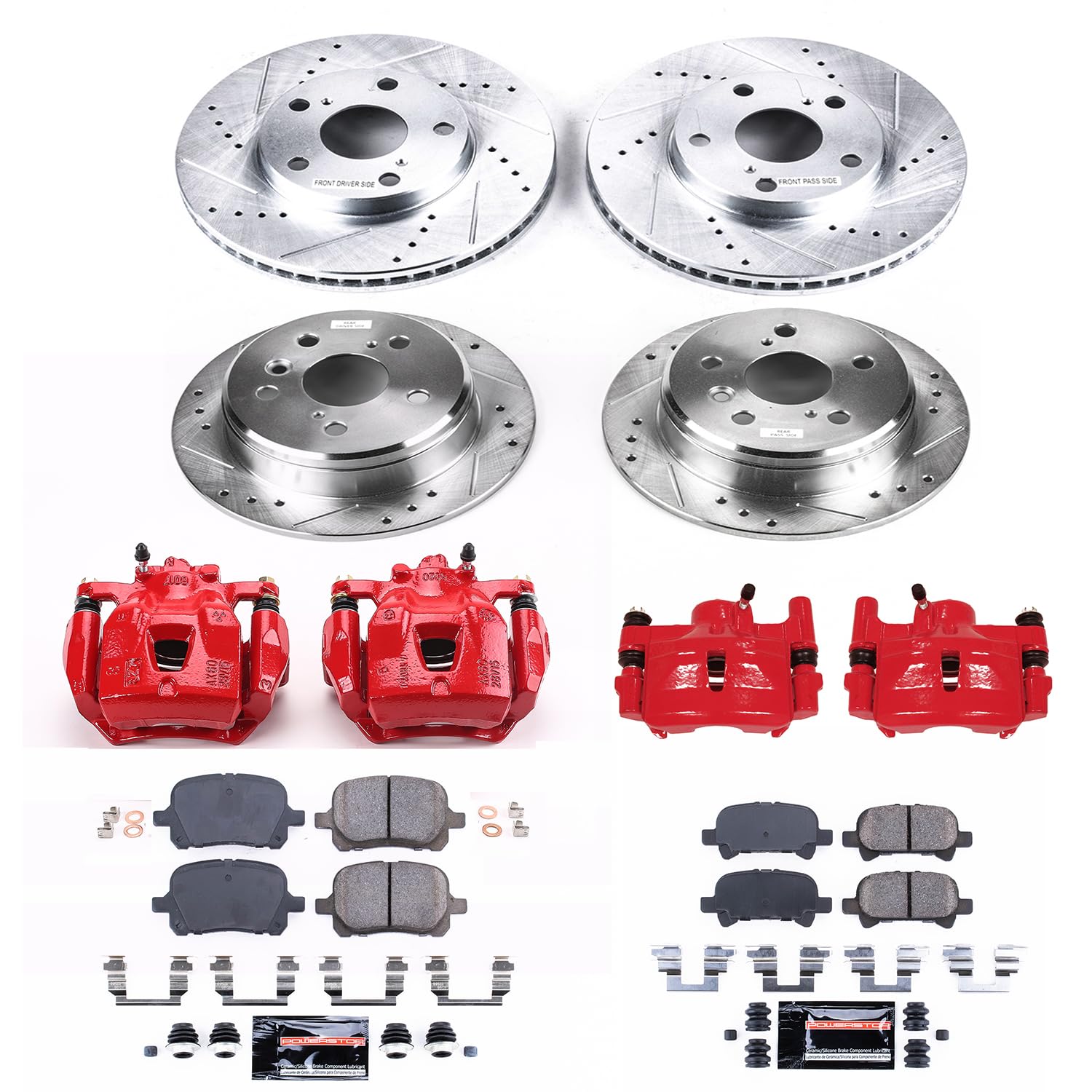 Power Stop Z23 Evolution Sport Brake Upgrade Kit KC1060 with Powder Coated Calipers For Toyota Solara 1999 [Model Specific]