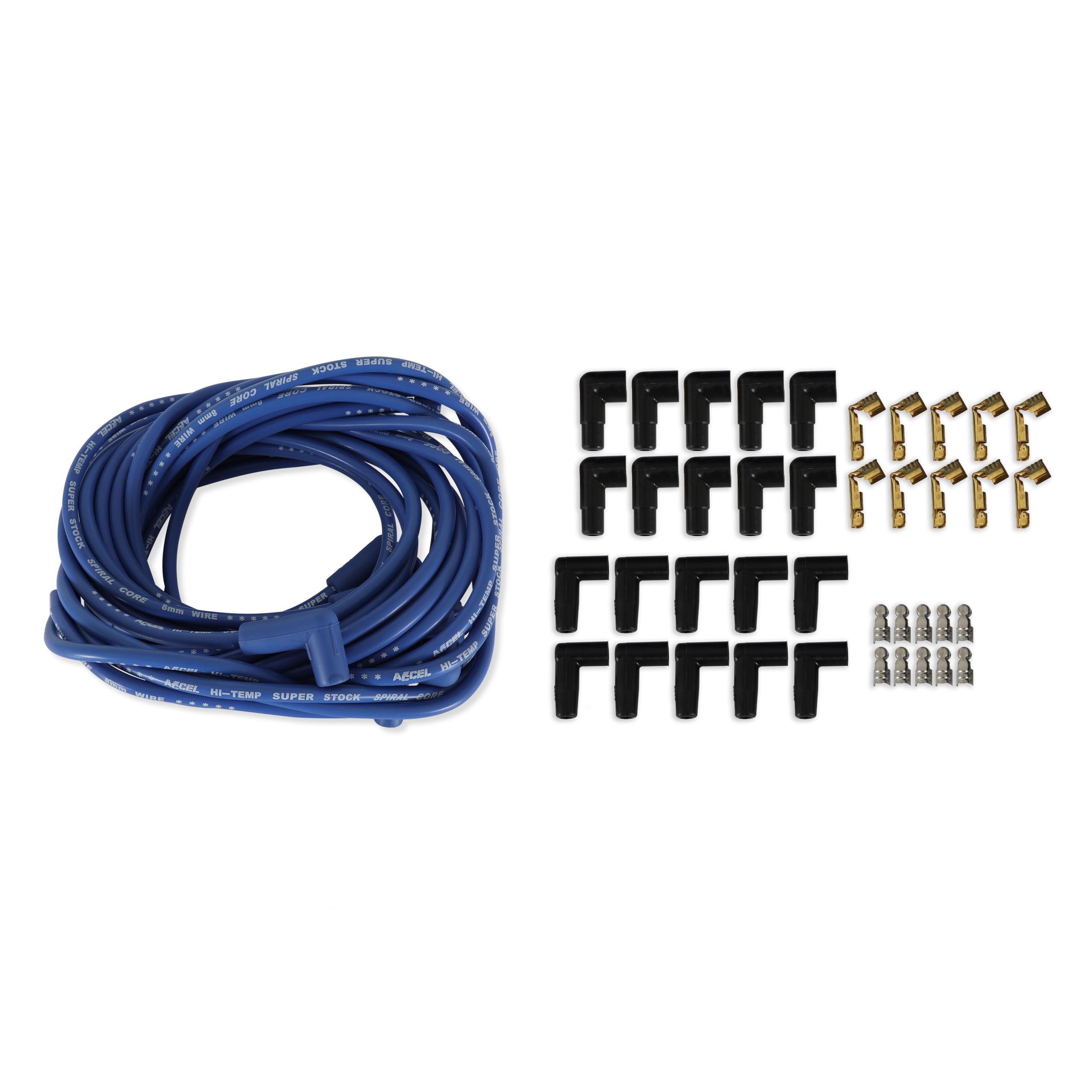 Super Stock ACCEL 5041B Spark Plug Wire Set - 8mm - Universal - Blue Wire with Blue 90 Degree Boots