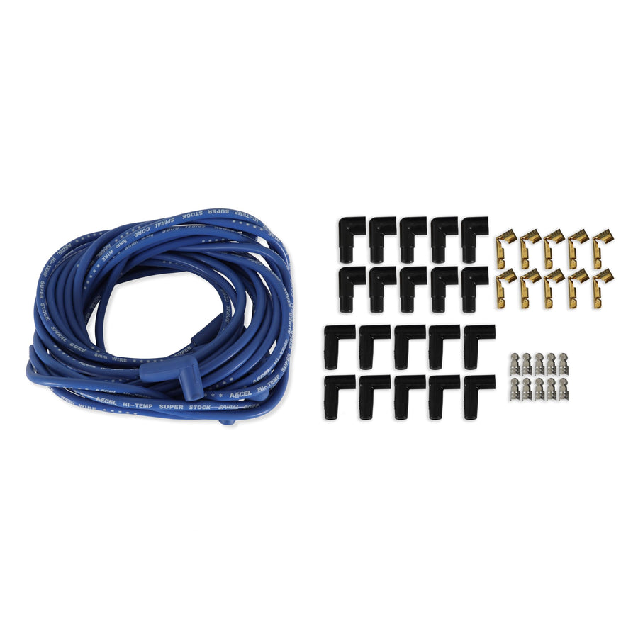 Super Stock ACCEL 5041B Spark Plug Wire Set - 8mm - Universal - Blue Wire with Blue 90 Degree Boots