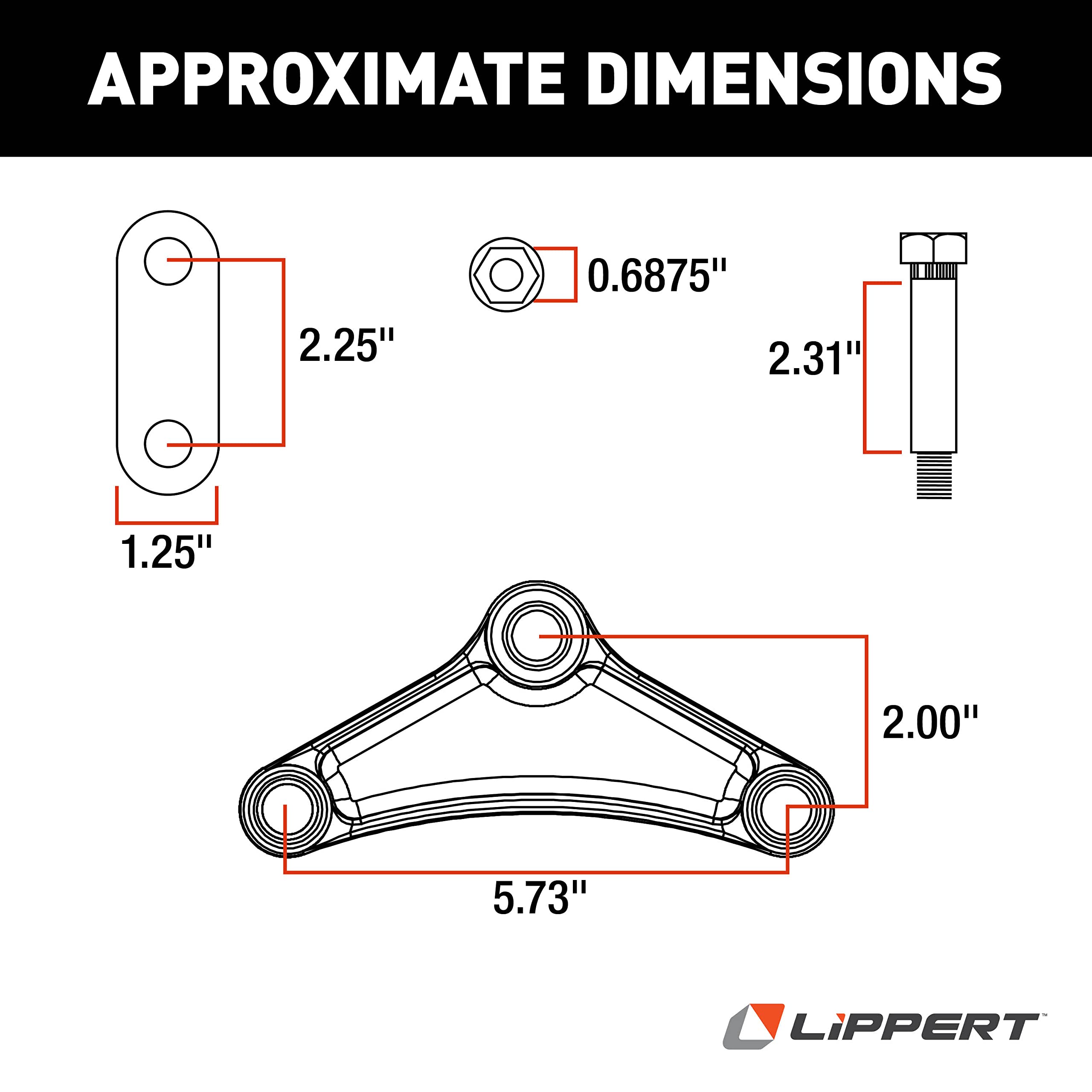 Lippert Suspension Kit for Trailer Axle Attaching Parts (AP) 2,000-7,000-lb. Double-Eye Tandem Axles - Standard Equalizer, Standard Bolts - 121097
