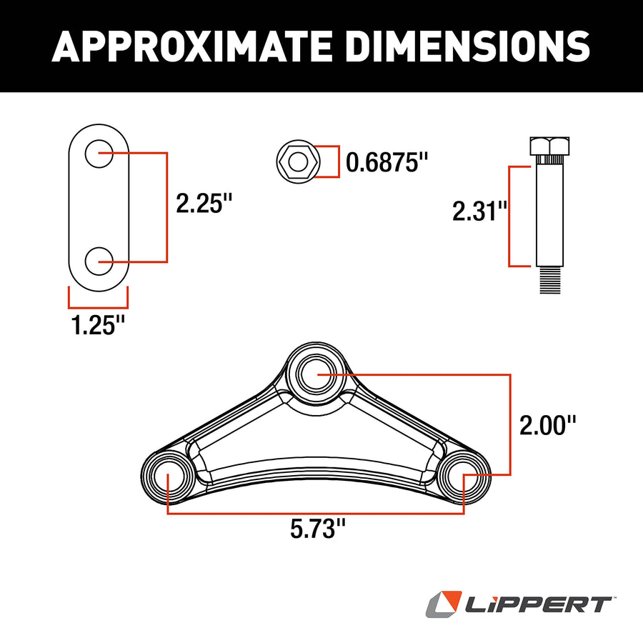 Lippert Suspension Kit for Trailer Axle Attaching Parts (AP) 2,000-7,000-lb. Double-Eye Tandem Axles - Standard Equalizer, Standard Bolts - 121097