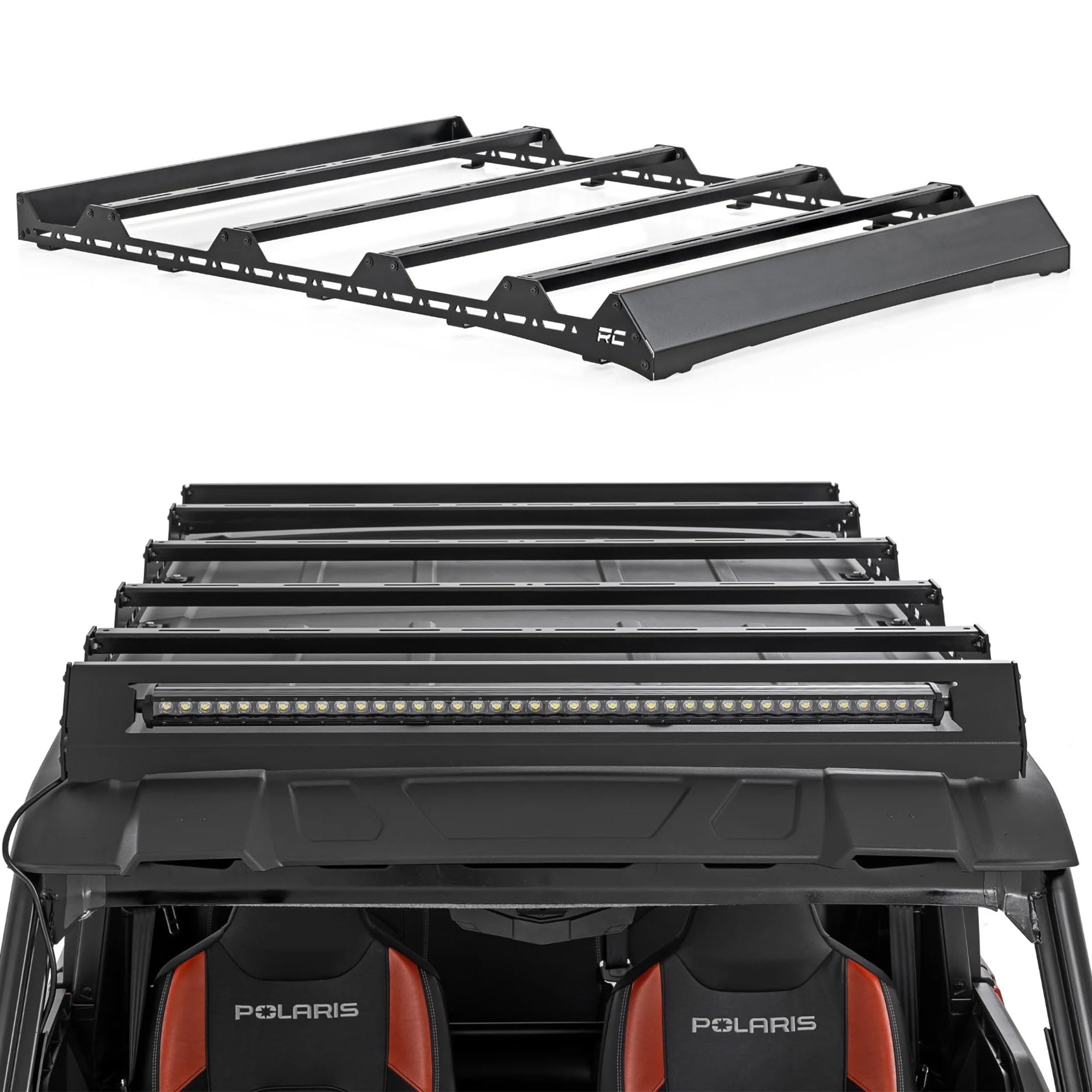 Rough Country Roof Rack for 2024+ Polaris Xpedition ADV 5 with 40" 200W LED Spot Beam - Modular UTV Roof Cargo Rack with Rugged, Trail-Ready Design