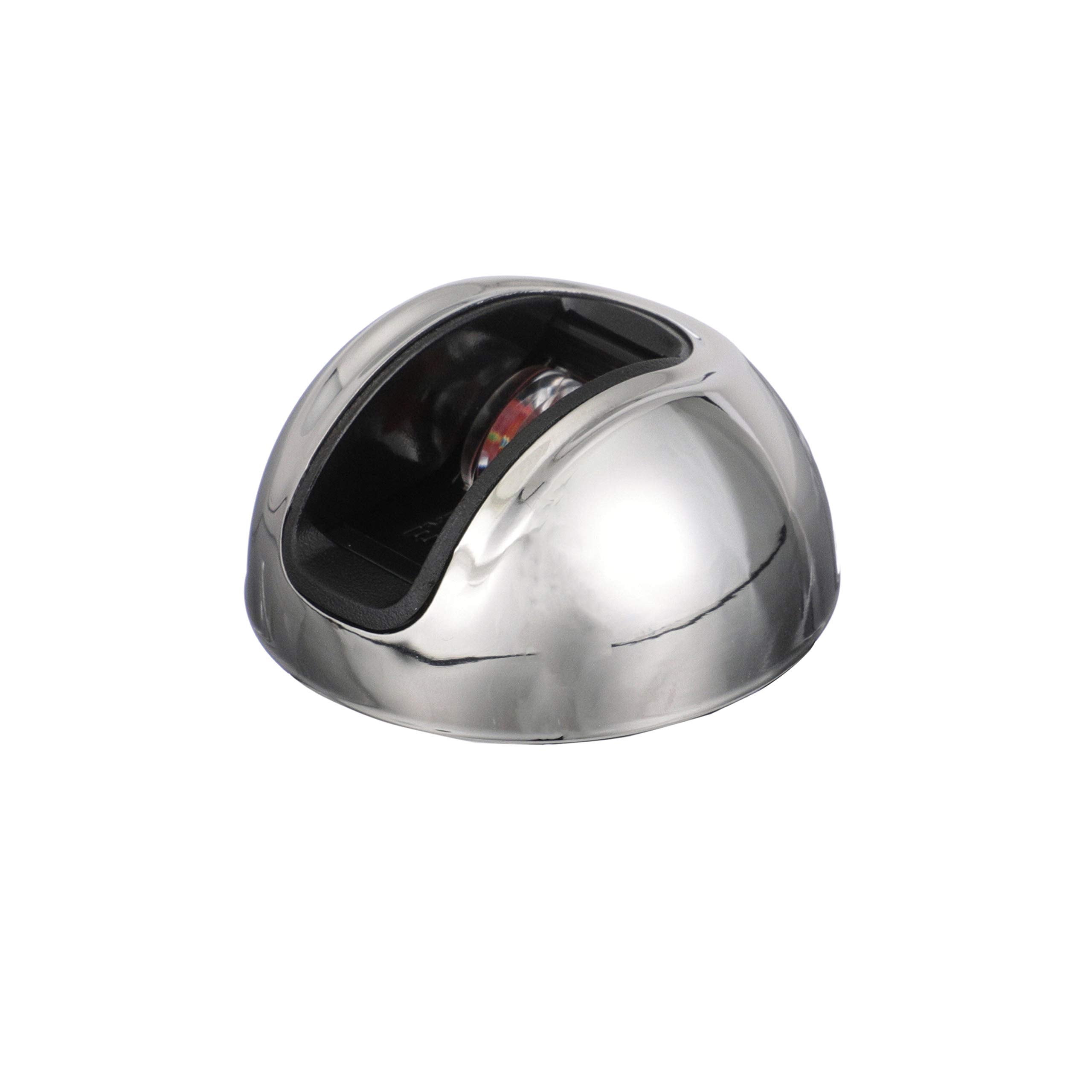 LightArmor attwood 2-Mile Vertical Surface Mount Navigation Light, Red LED Lighting, Round Stainless Housing
