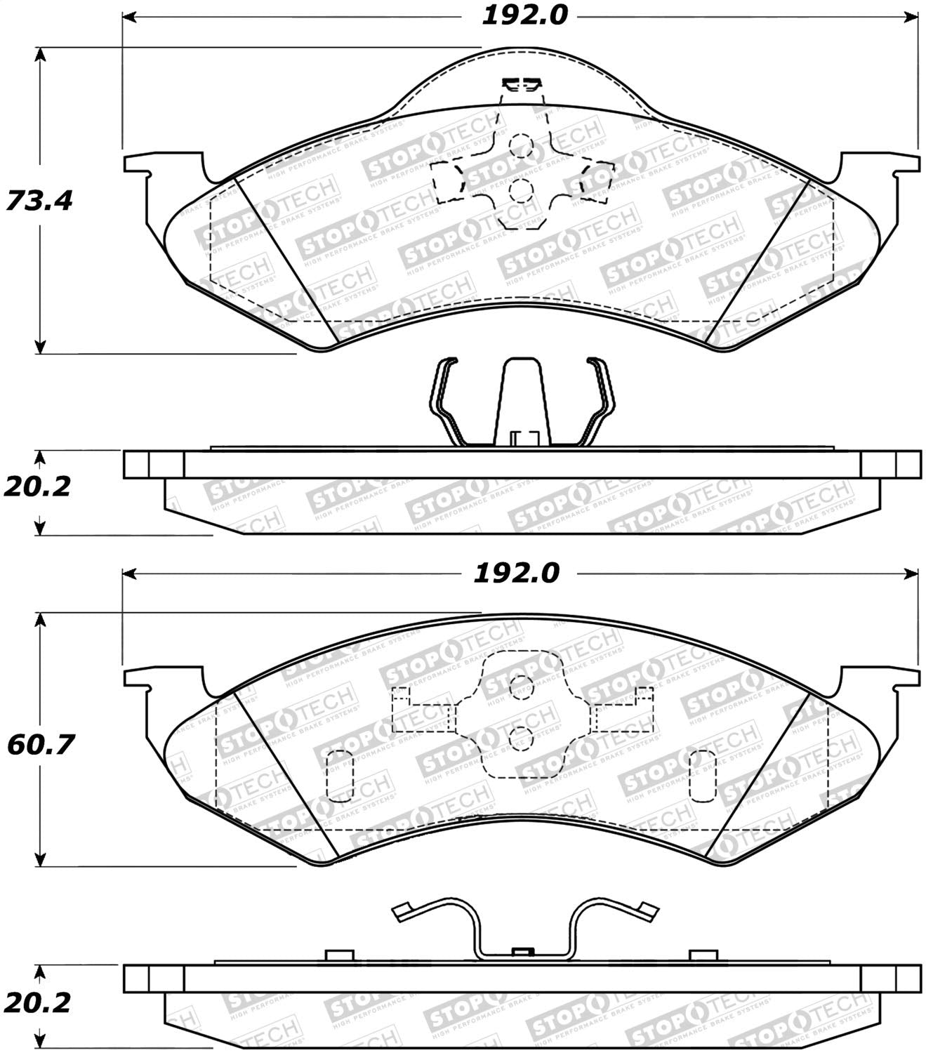 Front StopTech 308.08200 Brake Pads with Shims Street