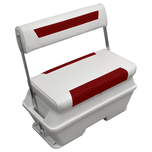 DLX156-1906 Wise DLX Pontoon Series 70 Quart Swingback Cooler Seat - White/Crimson Red
