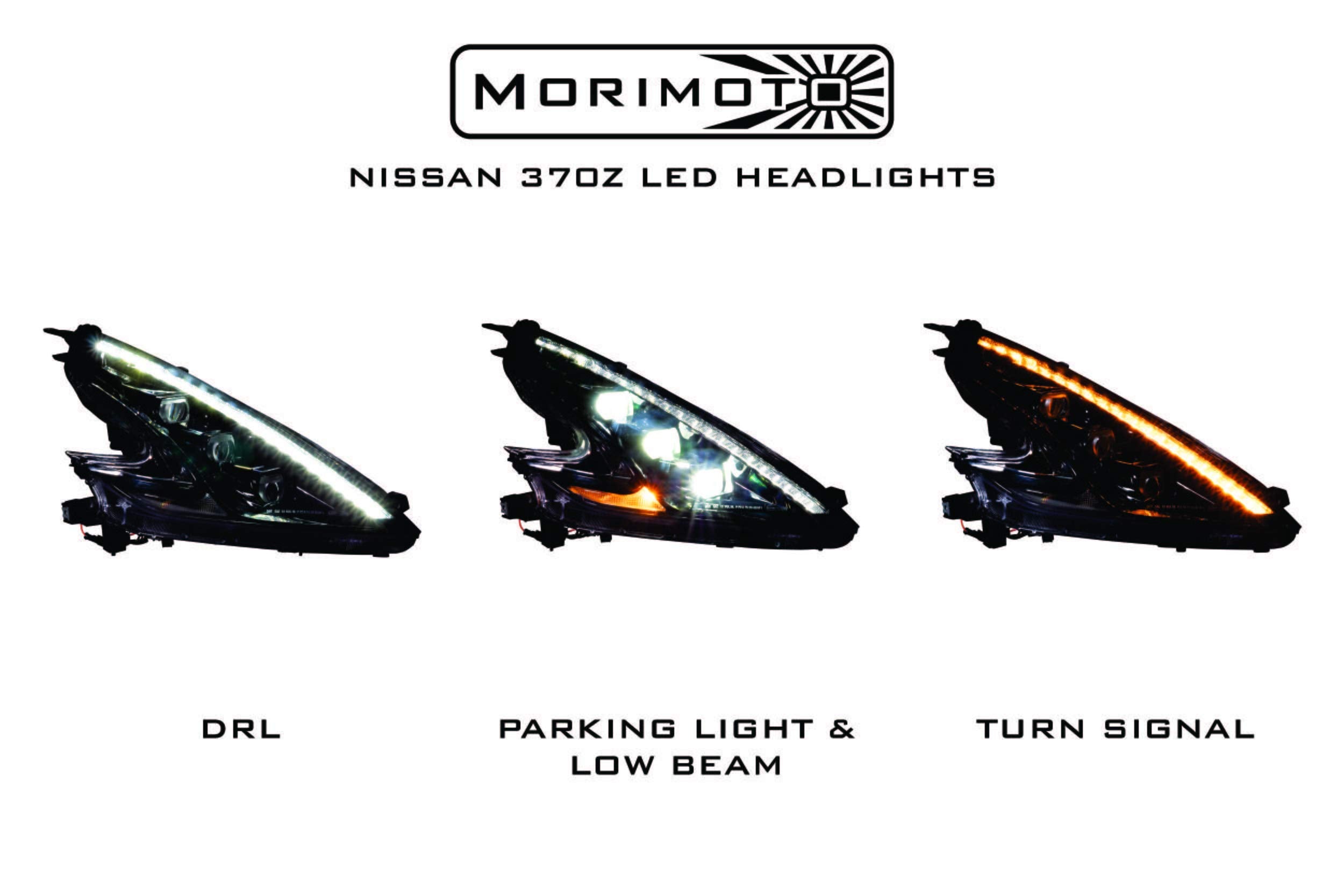 Morimoto LED XB Headlight (LHD), Fits 2008-2020 Nissan 370Z, Plug and Play Housing Upgrade, DOT Approved LED Assembly with Switchback Sequential Turn Signals & UV Coated Lens (1x LF474-ASM)
