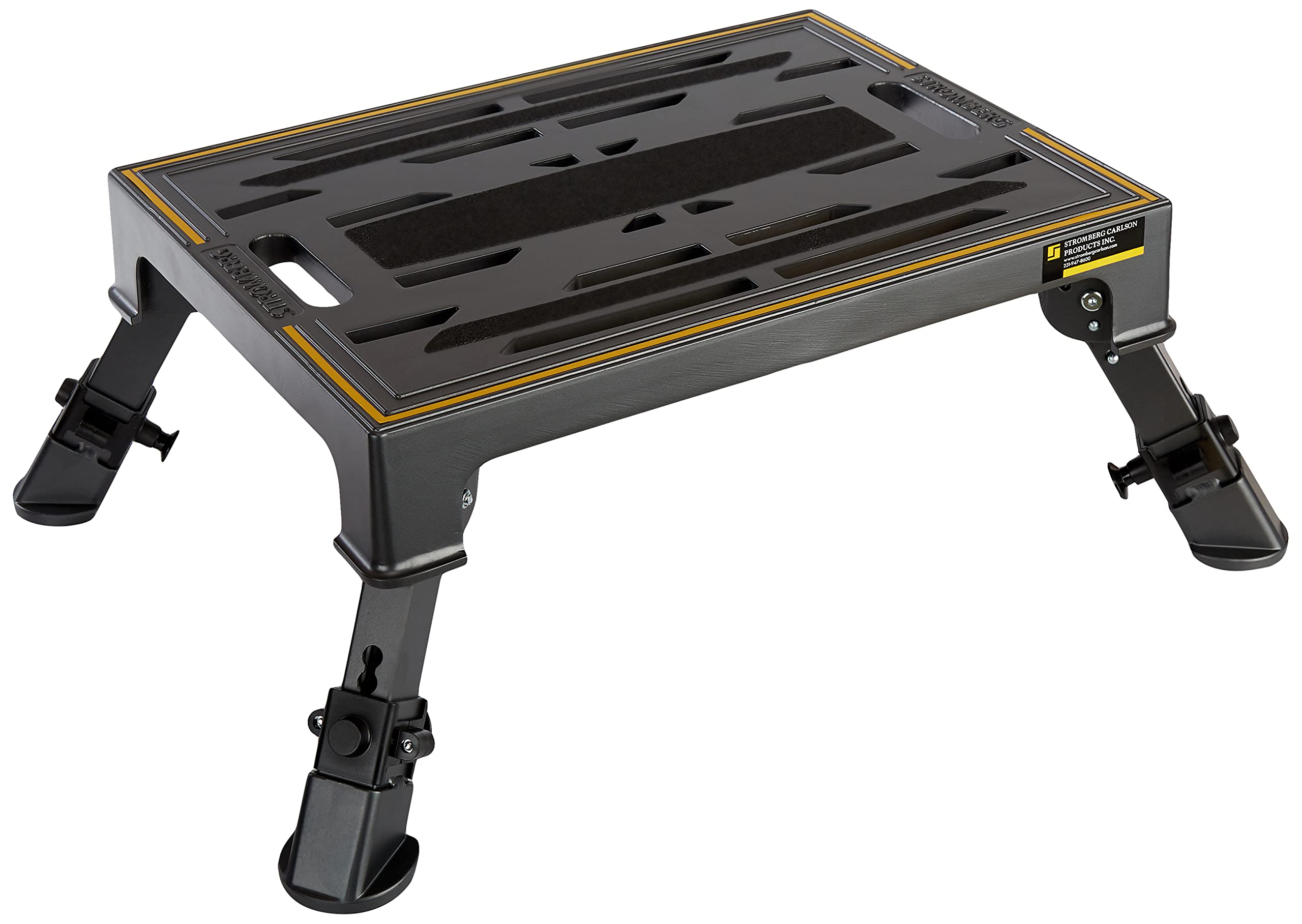 Adjustable Stromberg Carlson 19″ x 14″ RV Platform Step, Heavy Duty Cast Aluminum, Portable Step Stool for Travel Trailers, Trucks, Adjusts 7-3/16″ to 8-9/16″, 1000 lbs Capacity, Rubber Feet