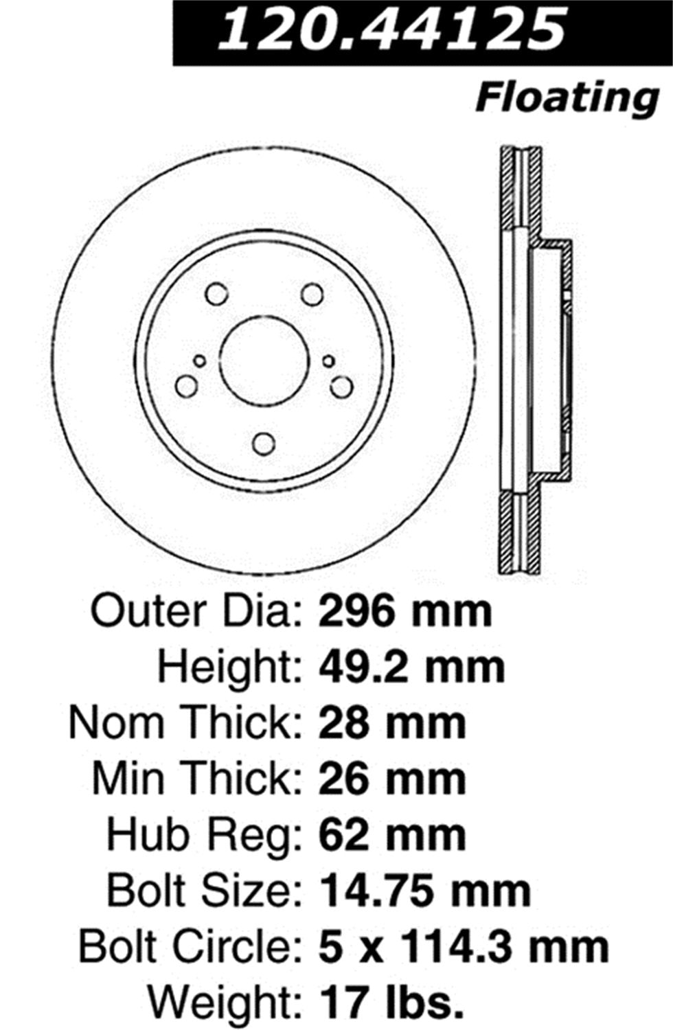 Sport StopTech 128.44125L Cross Drilled Brake Rotor (Front Left), 1 Pack