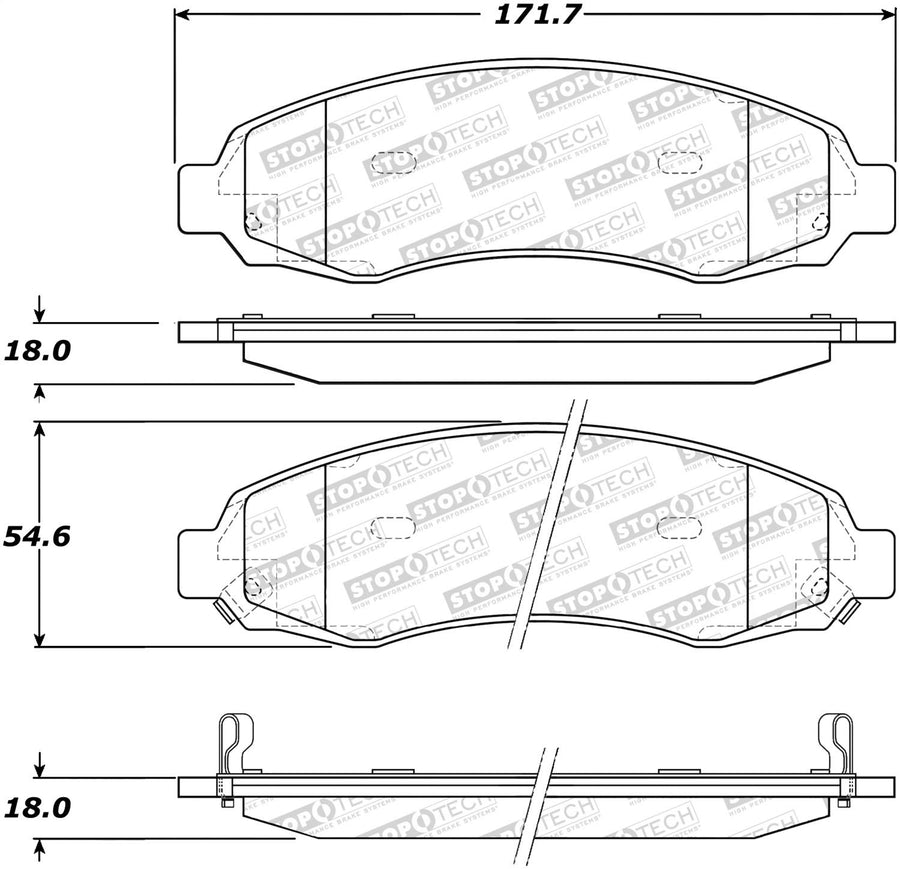 Front StopTech 308.09620 Brake Pads with Shims Street