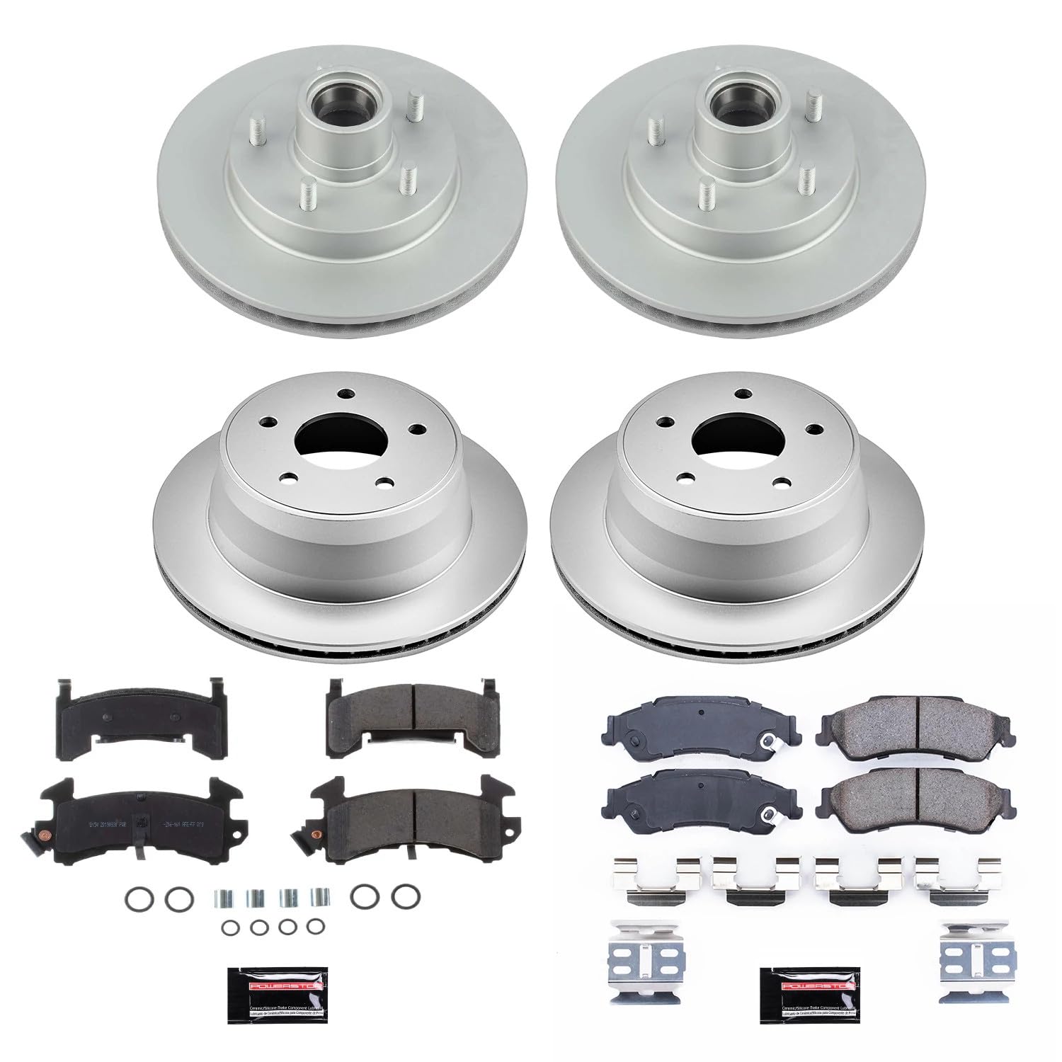 Power Stop Z17 CRK7913 Front and Rear Coated Rotor Kit-Coated Brake Rotors & Ceramic Brake Pads For Chevrolet S10 1998-2003, GMC Sonoma 2000-2003 [Model Specific]