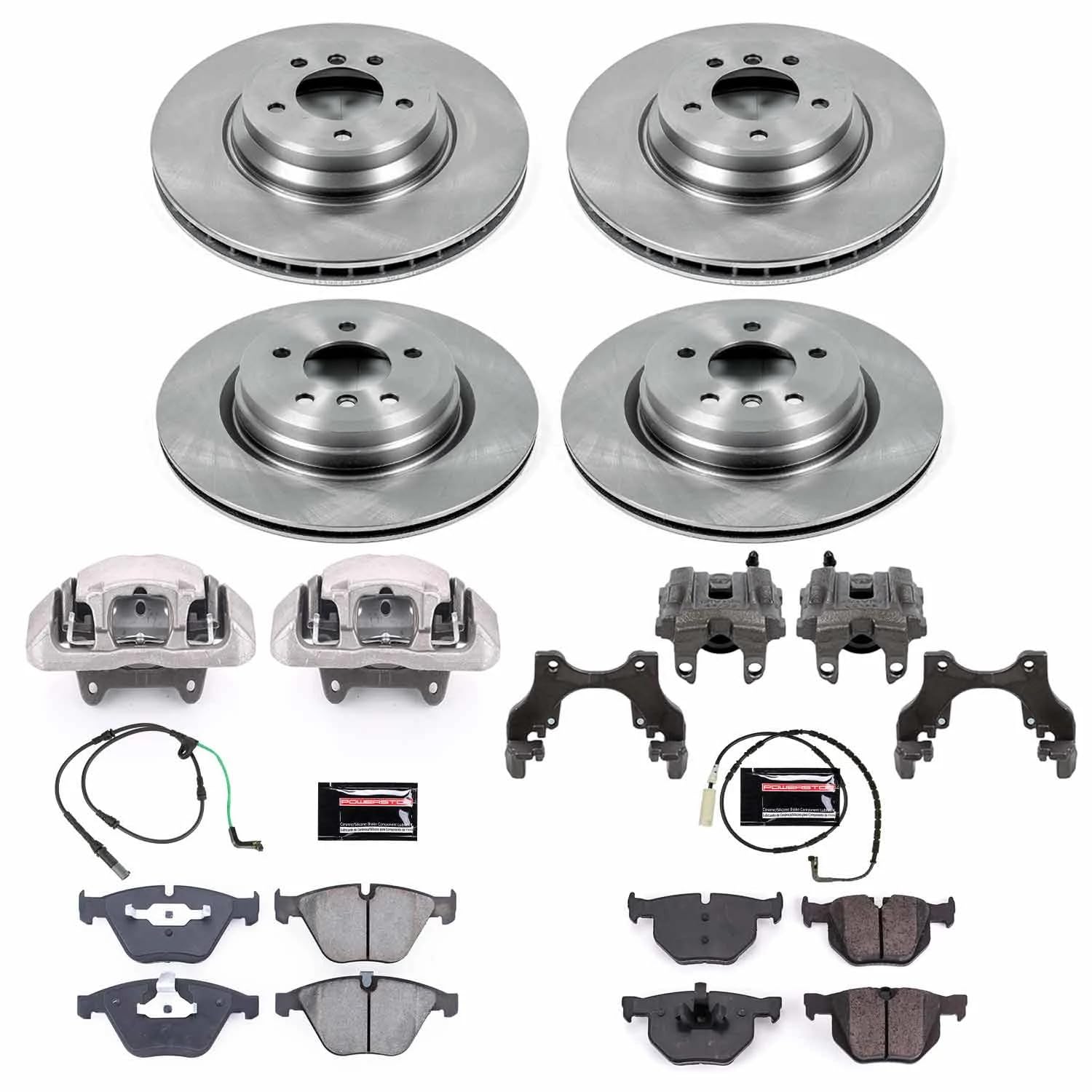 Power Stop KCOE6160 Autospeciality Front & Rear Brake Caliper Kit- Brake Rotors, Ceramic Brake Pads, Brake Calipers