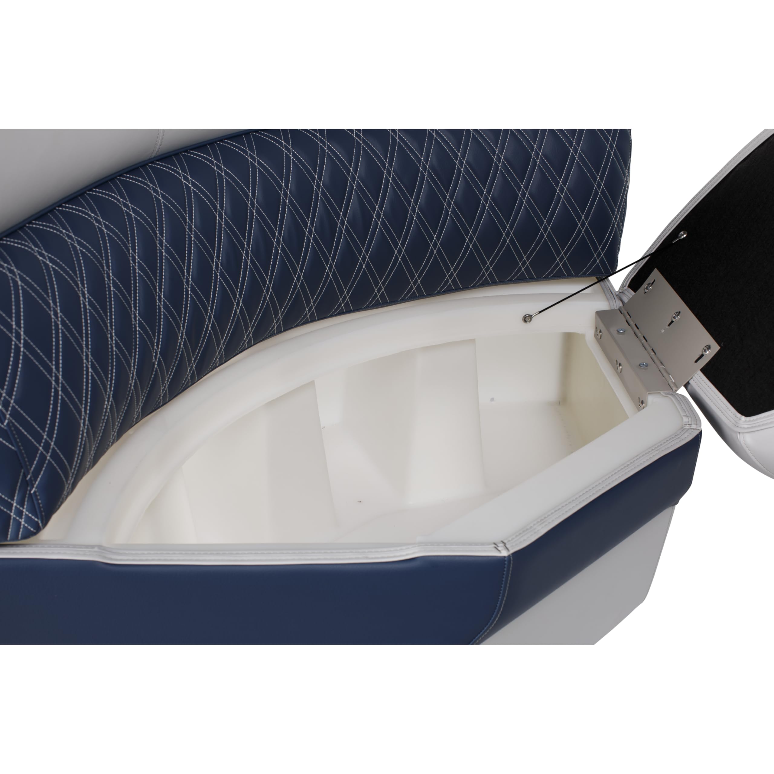 Lippert 36" Radius Corner Pontoon Seat Sunset Collection, Contoured Foam Cushioning, Durable Marine-Grade Vinyl, Built-In Dry Storage, Poly Frame, 49"L x 28"W x 30"H - 2024021322