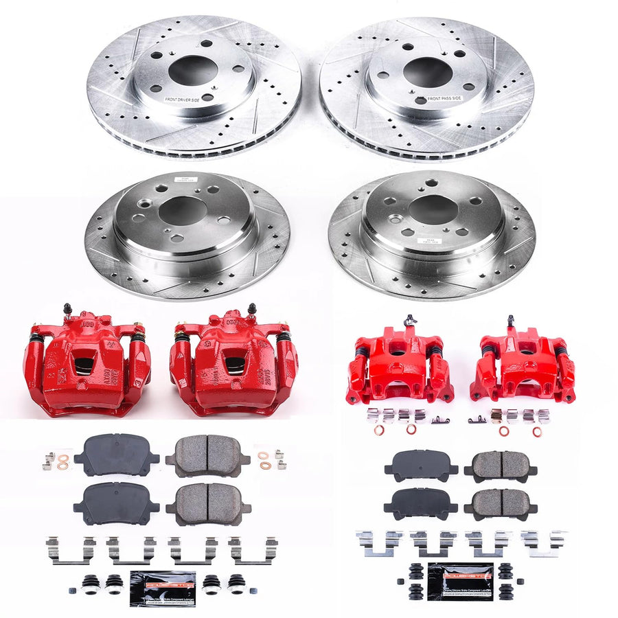 Z23 Evolution Power Stop KC1060A Front and Rear Brake Caliper Kit-Brake Rotors, Carbon-Fiber Ceramic Brake Pads, Calipers