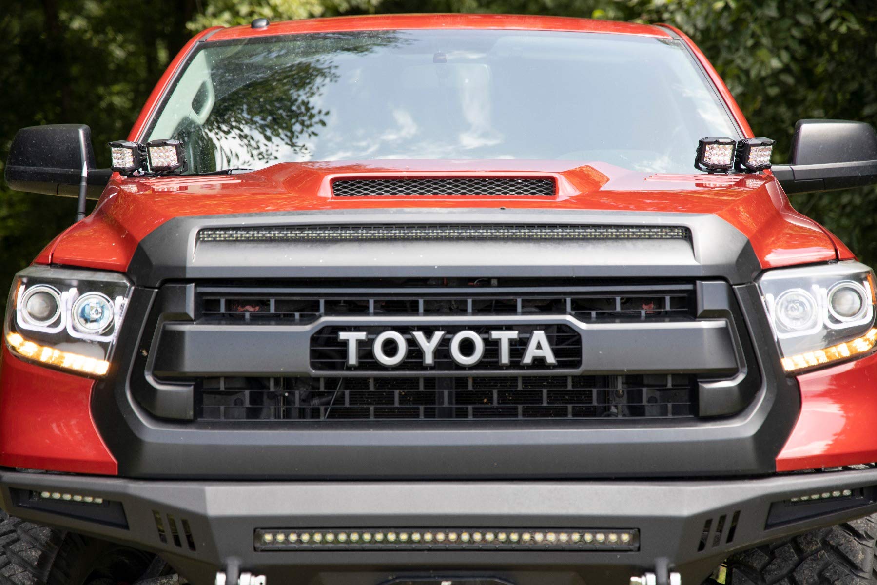 Quad Rough Country 3" Wide Angle LED Light Kit for Toyota Tundra (2014-2021) - Lower Windshield Mount, 27,000 Lumens, Wide Side Beam Off-Road Lighting
