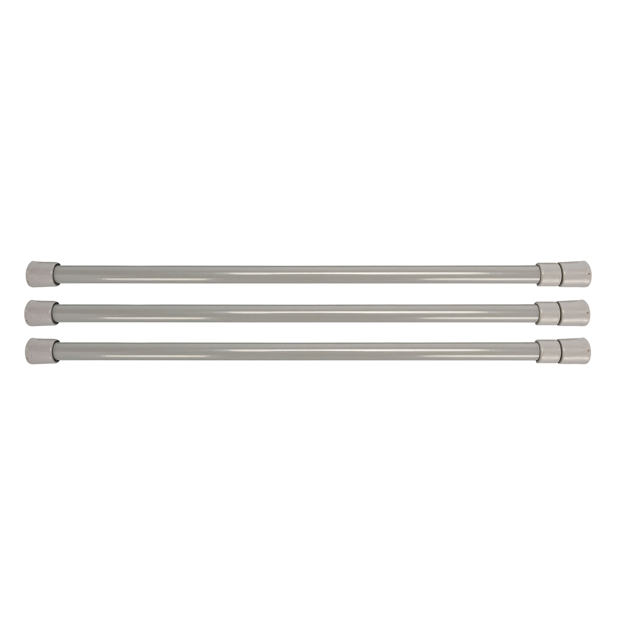28" Camco RV Refrigerator Bars - 3 pack, Holds Food and Drinks in Place During Travel, Prevents Messy Spills, Extends Between 16" and 28" - Gray (44055)
