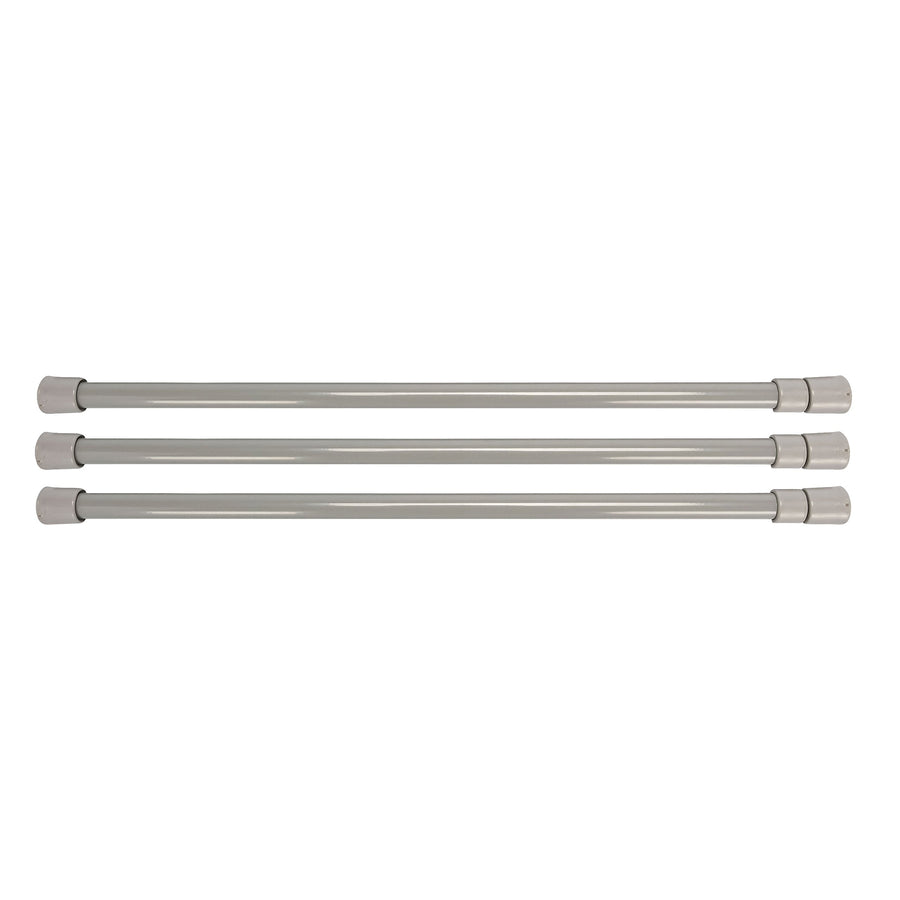 28" Camco RV Refrigerator Bars - 3 pack, Holds Food and Drinks in Place During Travel, Prevents Messy Spills, Extends Between 16" and 28" - Gray (44055)