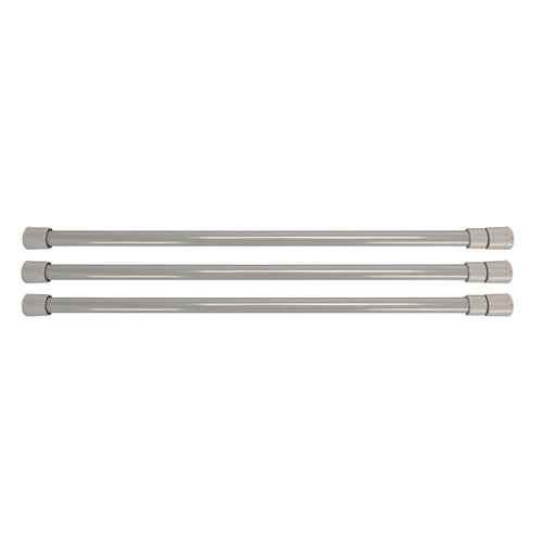28" Camco RV Refrigerator Bars - 3 pack, Holds Food and Drinks in Place During Travel, Prevents Messy Spills, Extends Between 16" and 28" - Gray (44055)