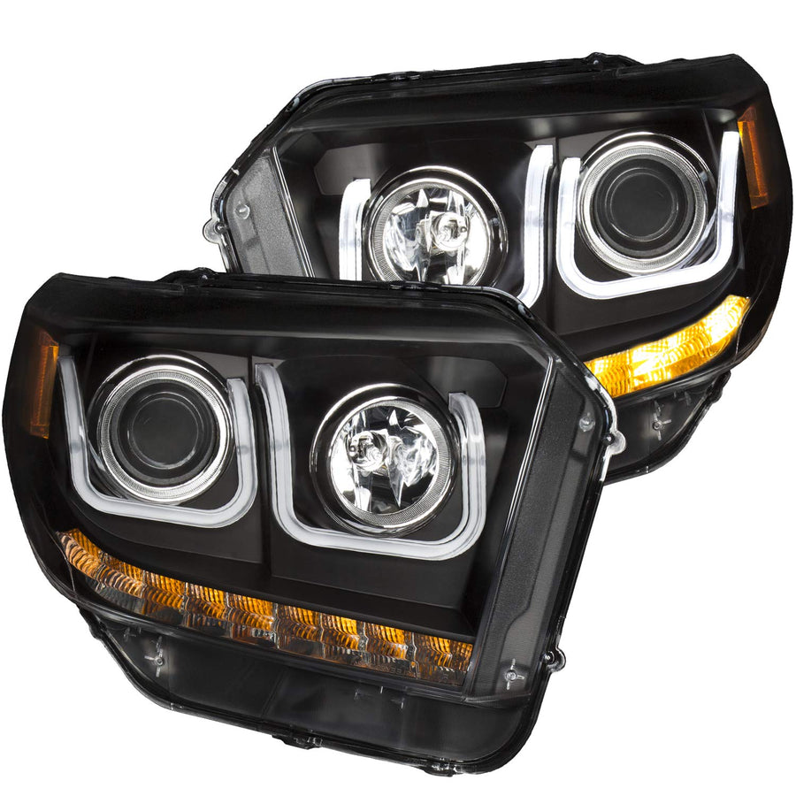 AnzoUSA 111318TOYOTA PROJECTOR HEADLIGHTS TUNDRA 14-19 U-BAR BLACK CLEAR w/HALOGEN DRL