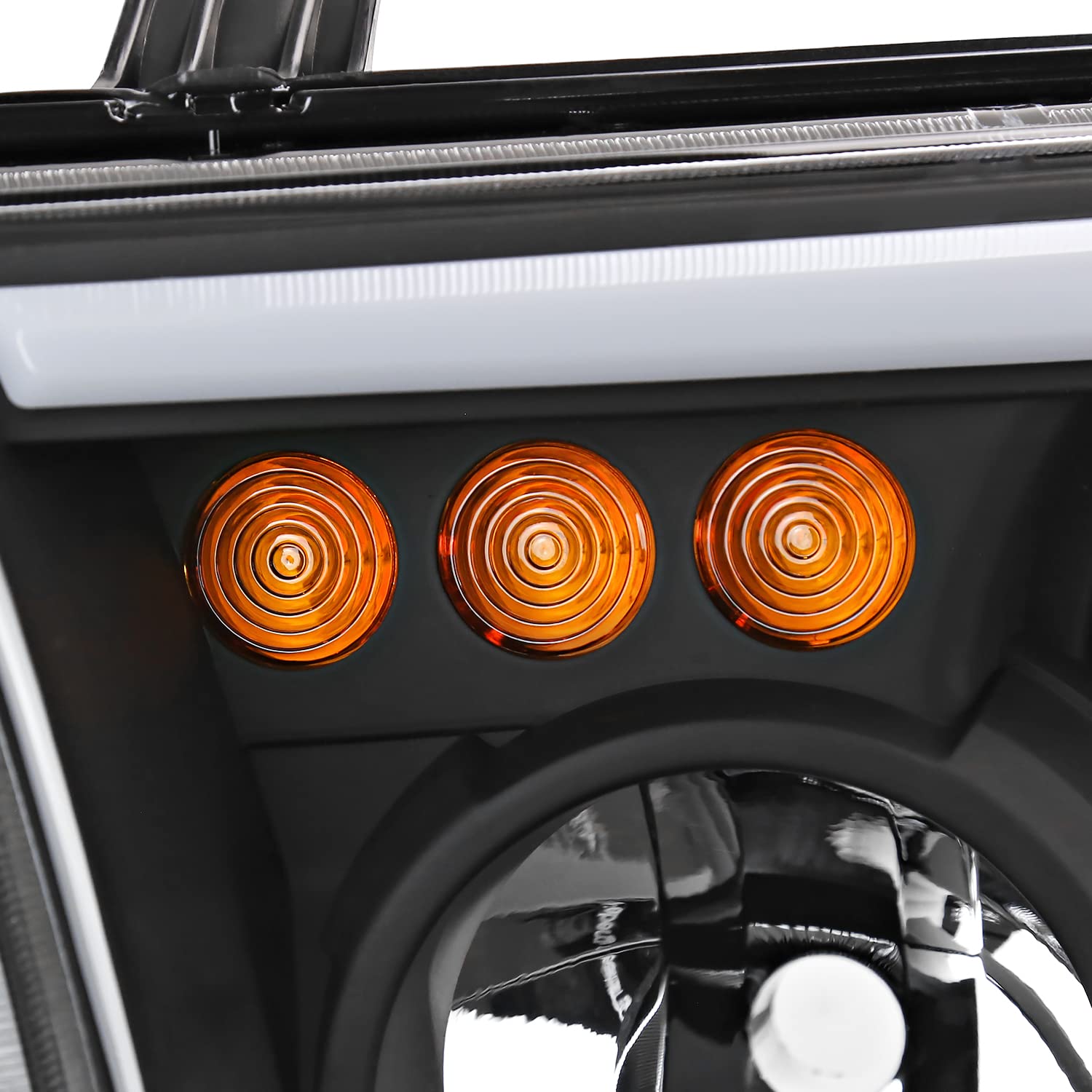 Black Projector Headlights w/LED Tube SPEC-D TUNING Compatible with 2007-2013 Toyota Tundra, Left + Right Pair Headlamp Assembly