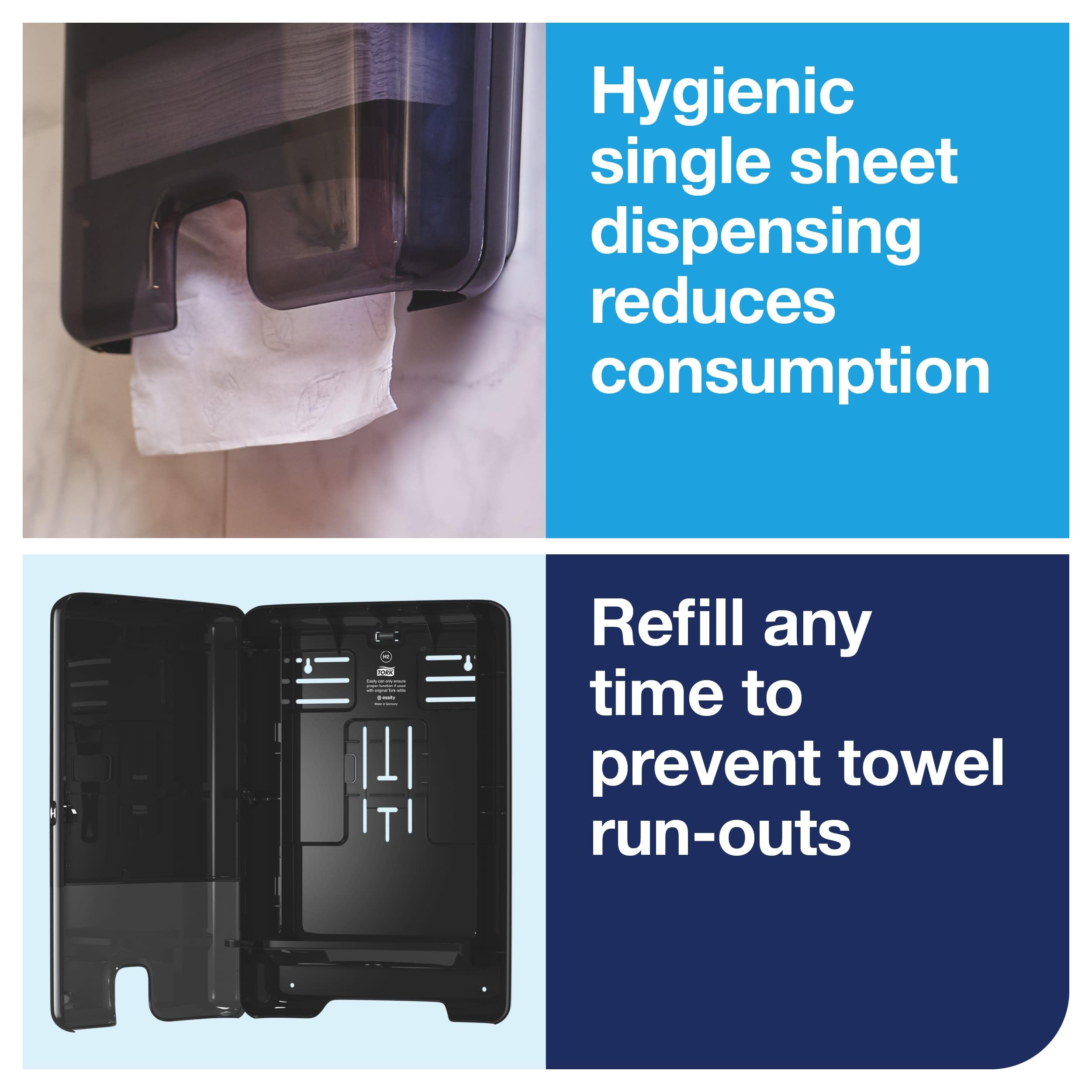 Black Tork Xpress Multifold Hand Towel Dispenser H2, One-at-a-Time Dispensing, Elevation Range, 553028