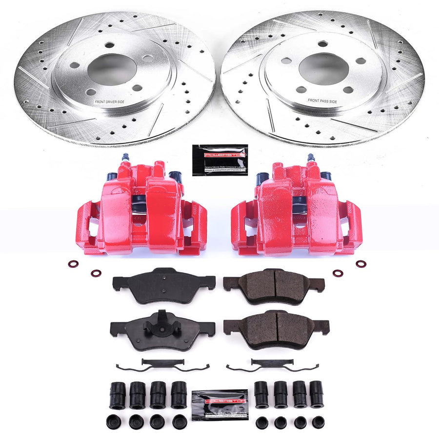 Power Stop Z23 Evolution Sport Performance 1-Click Brake Kit with Caliper For Mazda Tribute, Ford Escape, Mercury Mariner [Model Specific]