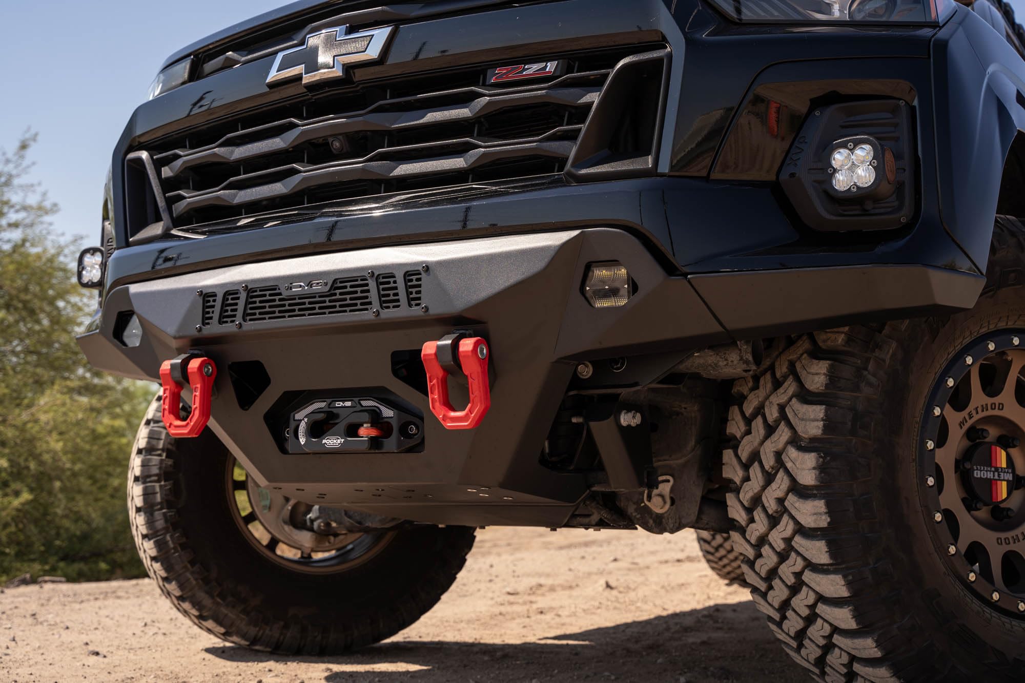 Offroad DV8 Spec Series Front Bumper for 2023-2024 Chevy Colorado | Heavy-Duty Winch Mount | 20" Dual or Single Row Light Bar Mount | (2) 3" Pod Light Mounts | Pair of D-Ring Mounts | Powder Coated